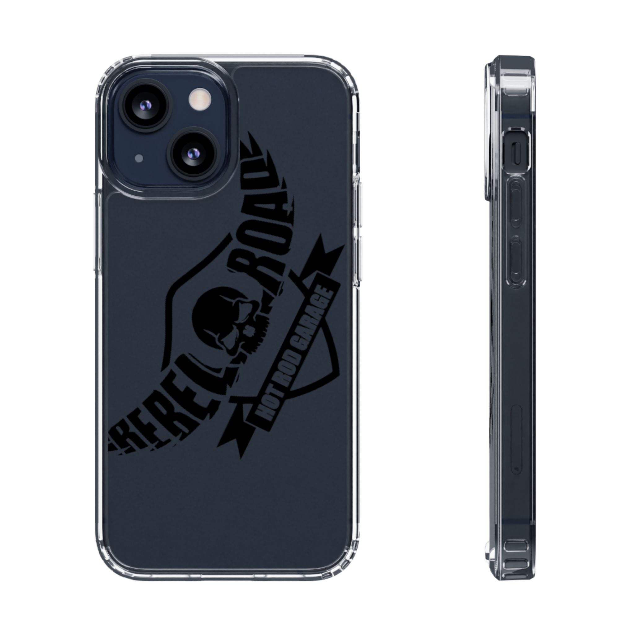 Clear Phone Case — Rebel Road Skull Design