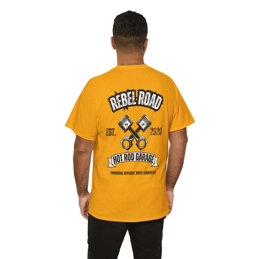 Hot Rod Garage T‑Shirt — Rebel Road Pistons Tee (Est. 2020)