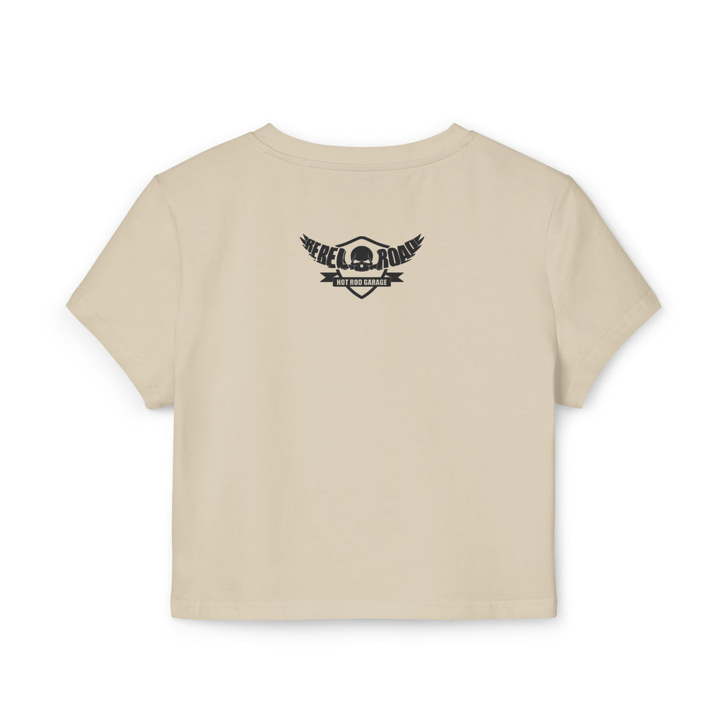 Hotrod Barbie Women's Baby Tee — Vintage Car Club Graphic Crop Top