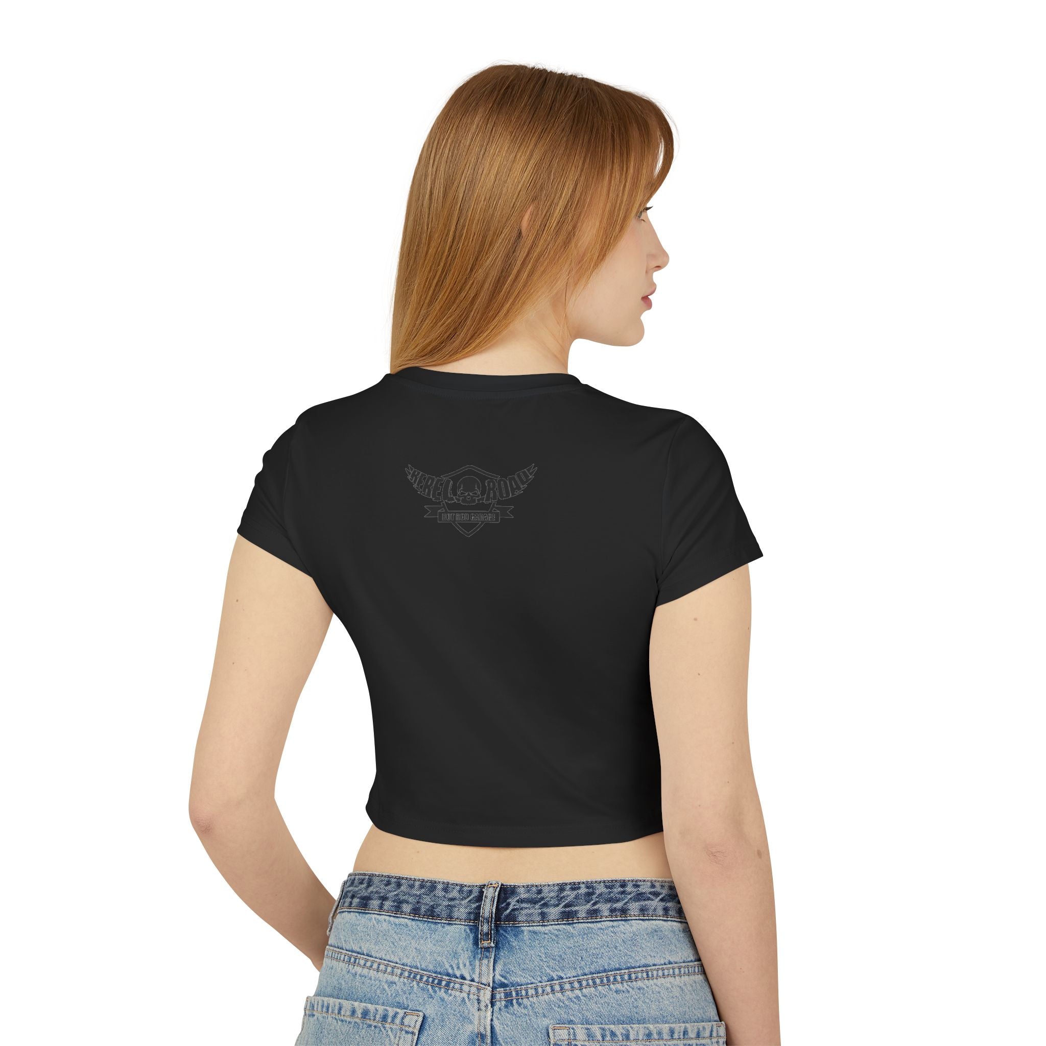 Hotrod Barbie Women's Baby Tee — Vintage Car Club Graphic Crop Top
