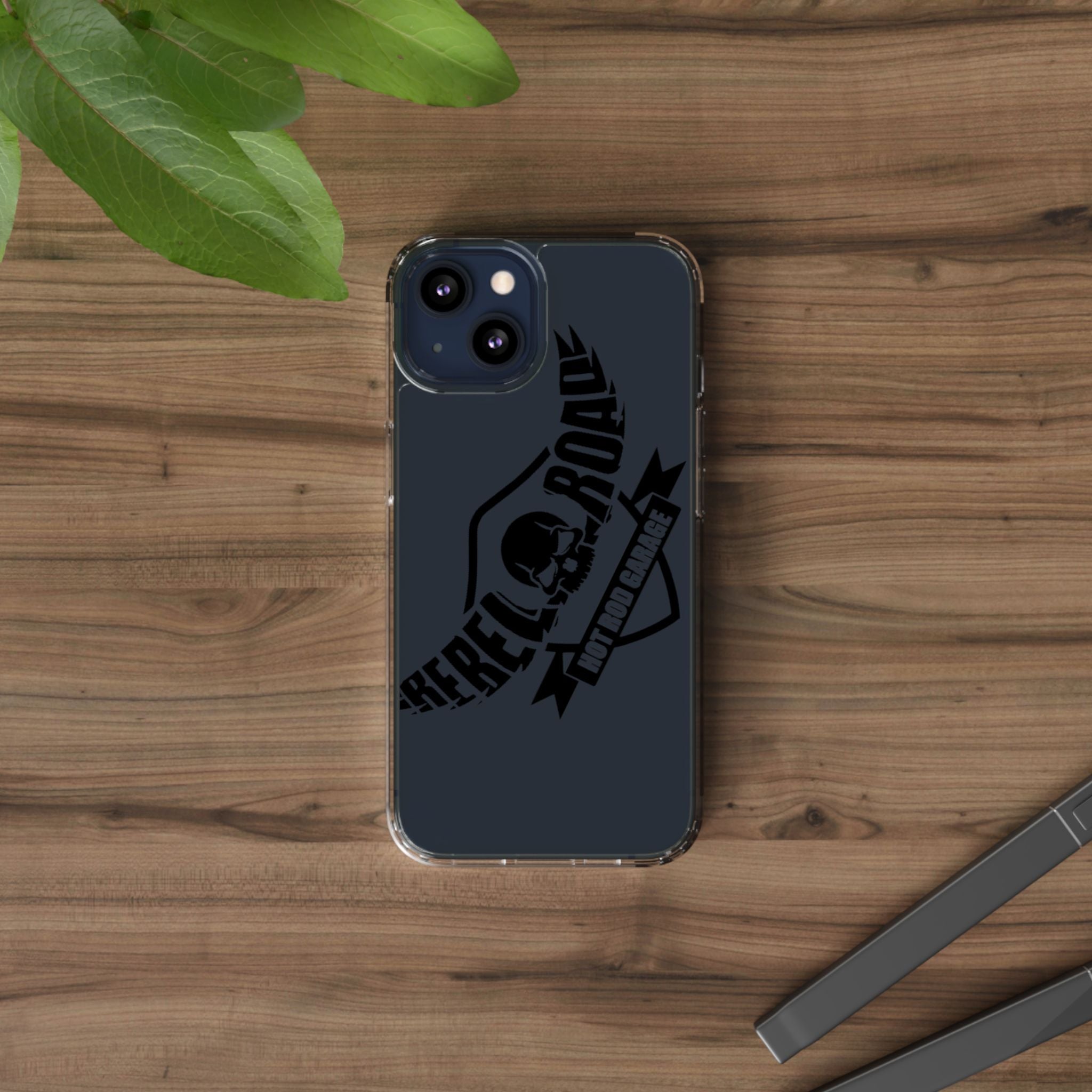 Clear Phone Case — Rebel Road Skull Design