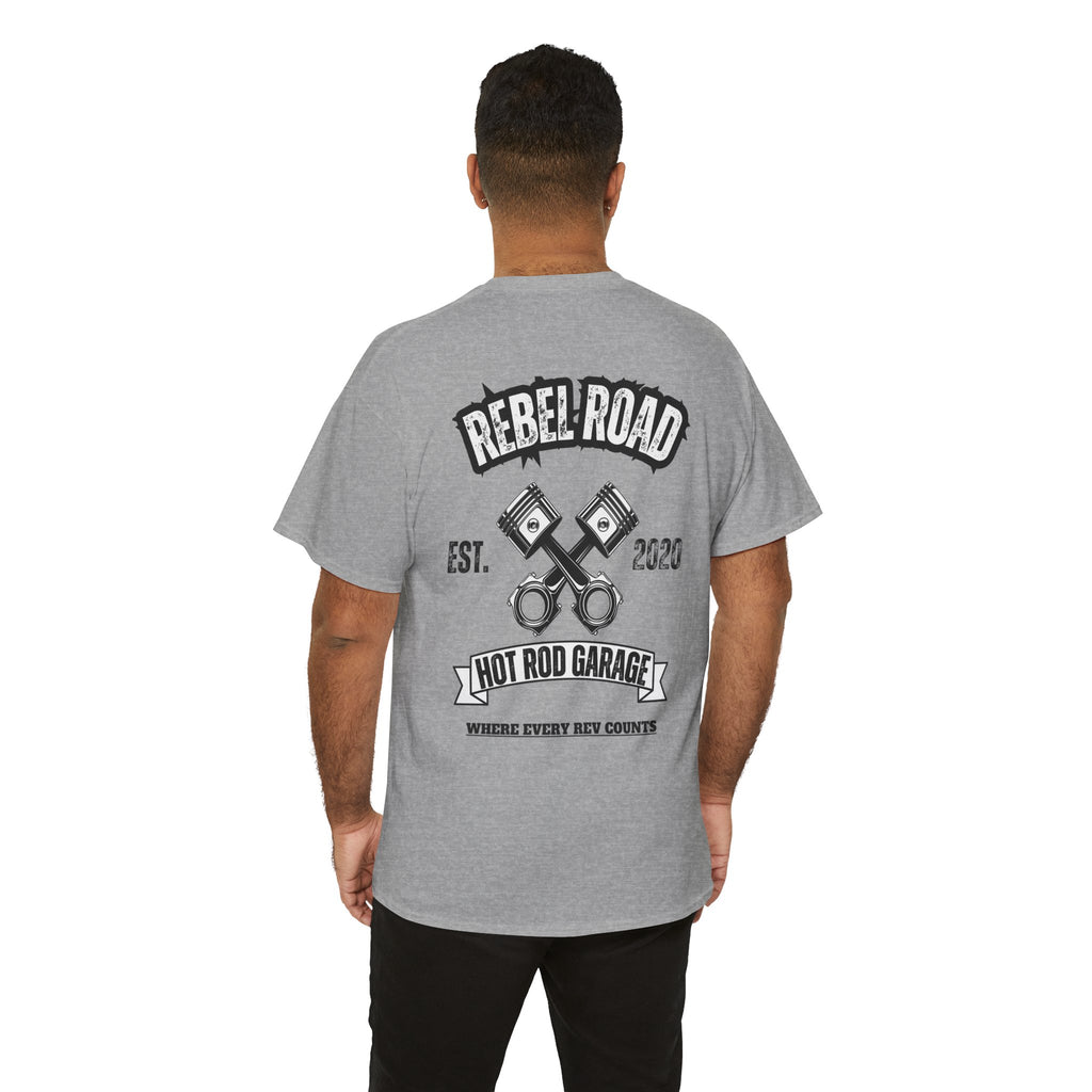 Hot Rod Garage T‑Shirt — Rebel Road Pistons Tee (Est. 2020)