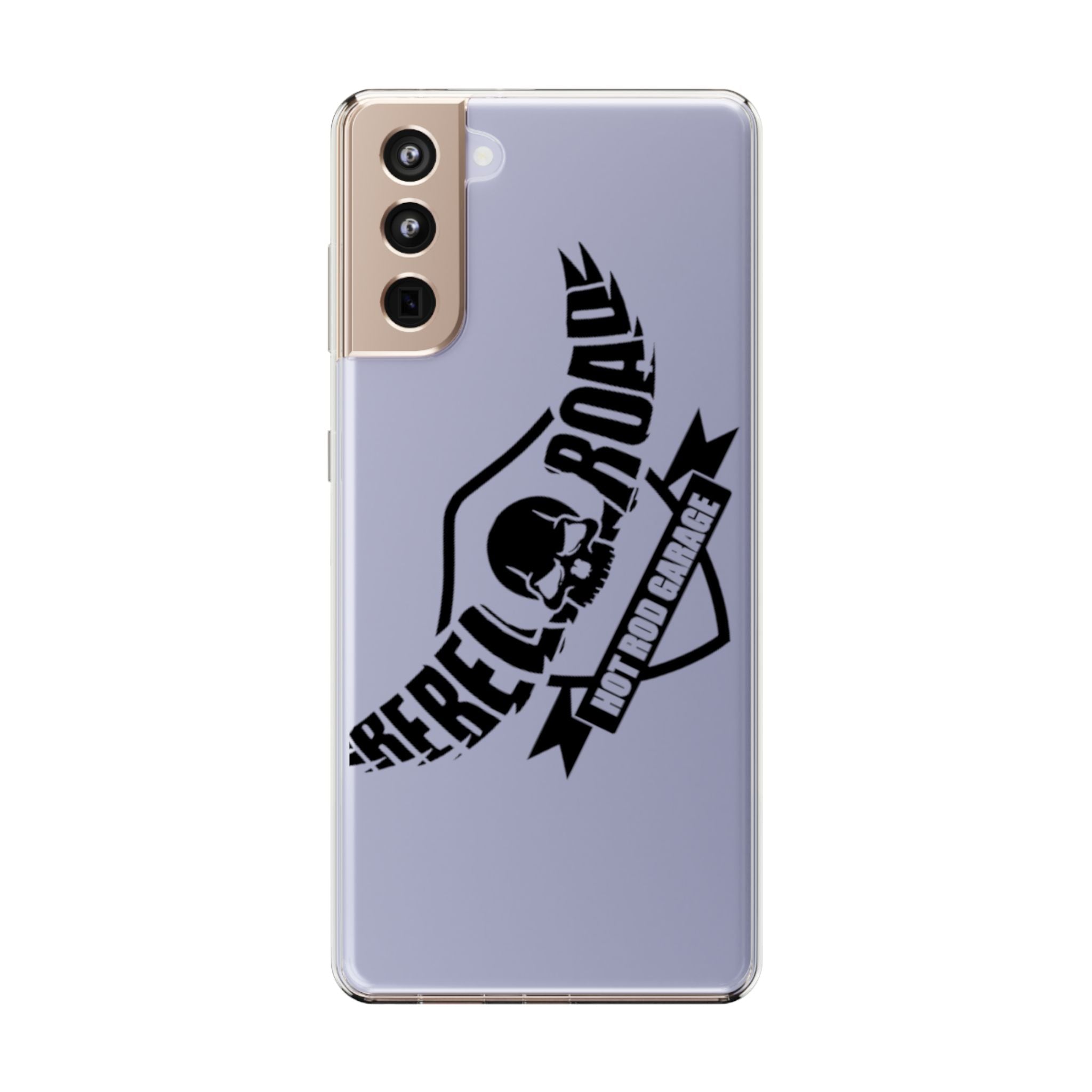 Clear Phone Case — Rebel Road Skull Design