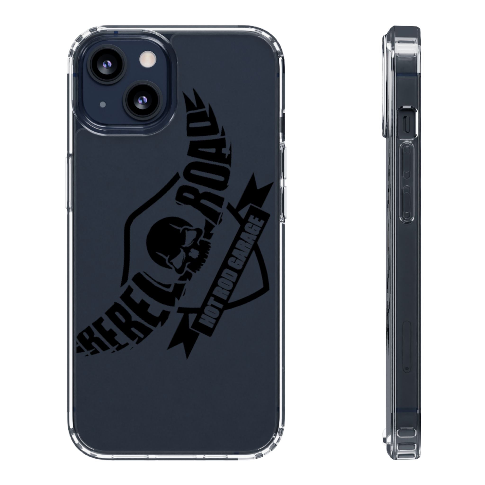 Clear Phone Case — Rebel Road Skull Design