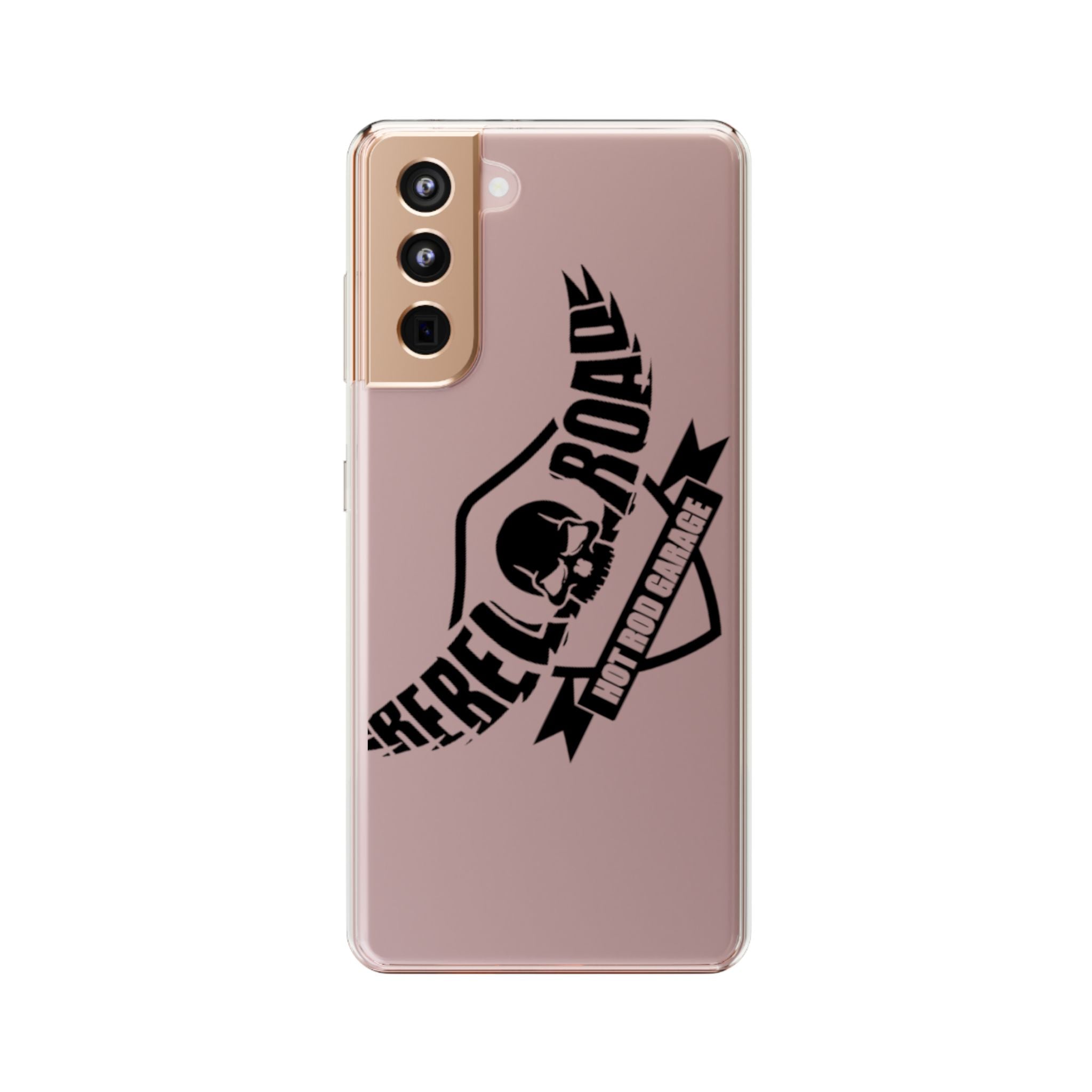 Clear Phone Case — Rebel Road Skull Design