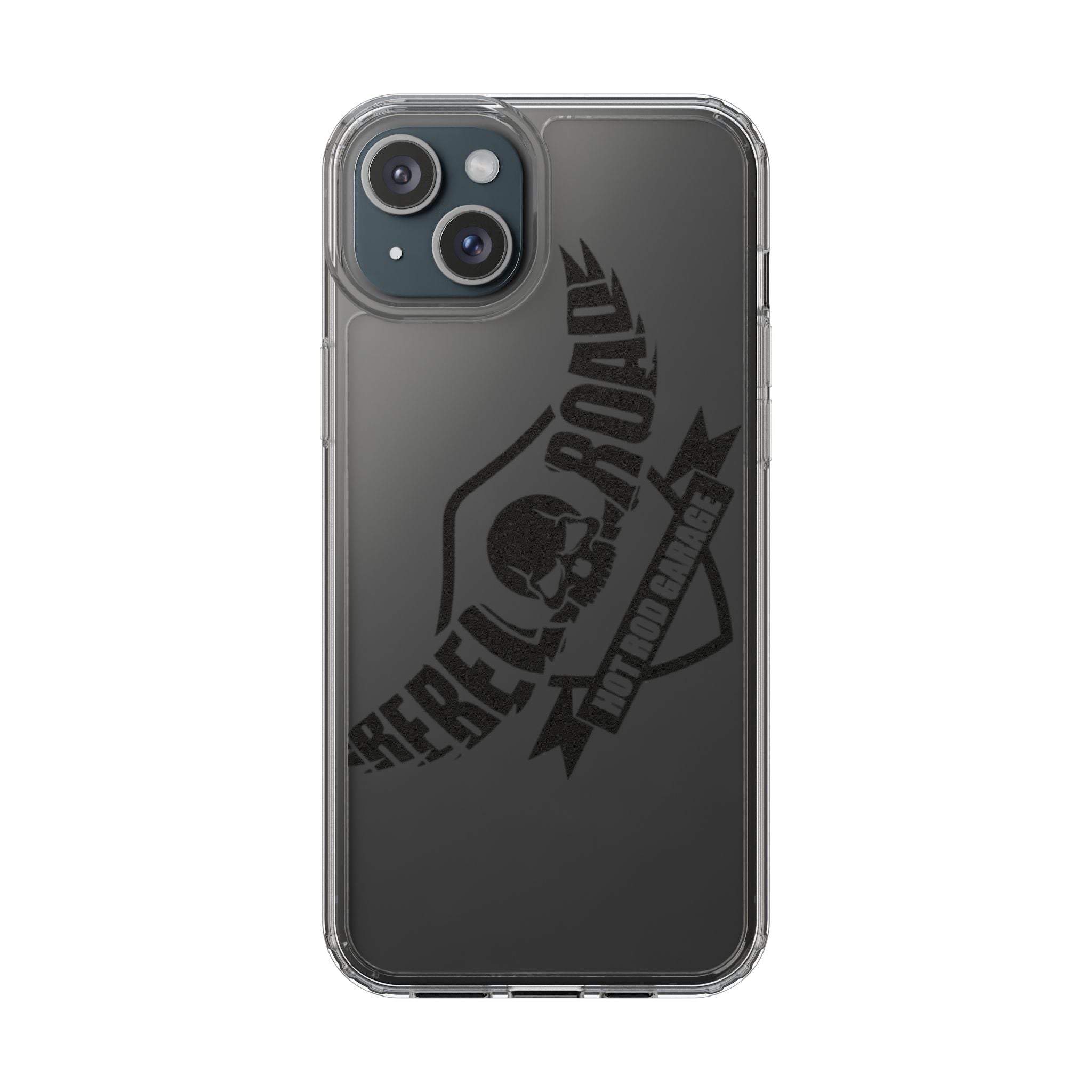 Clear Phone Case — Rebel Road Skull Design