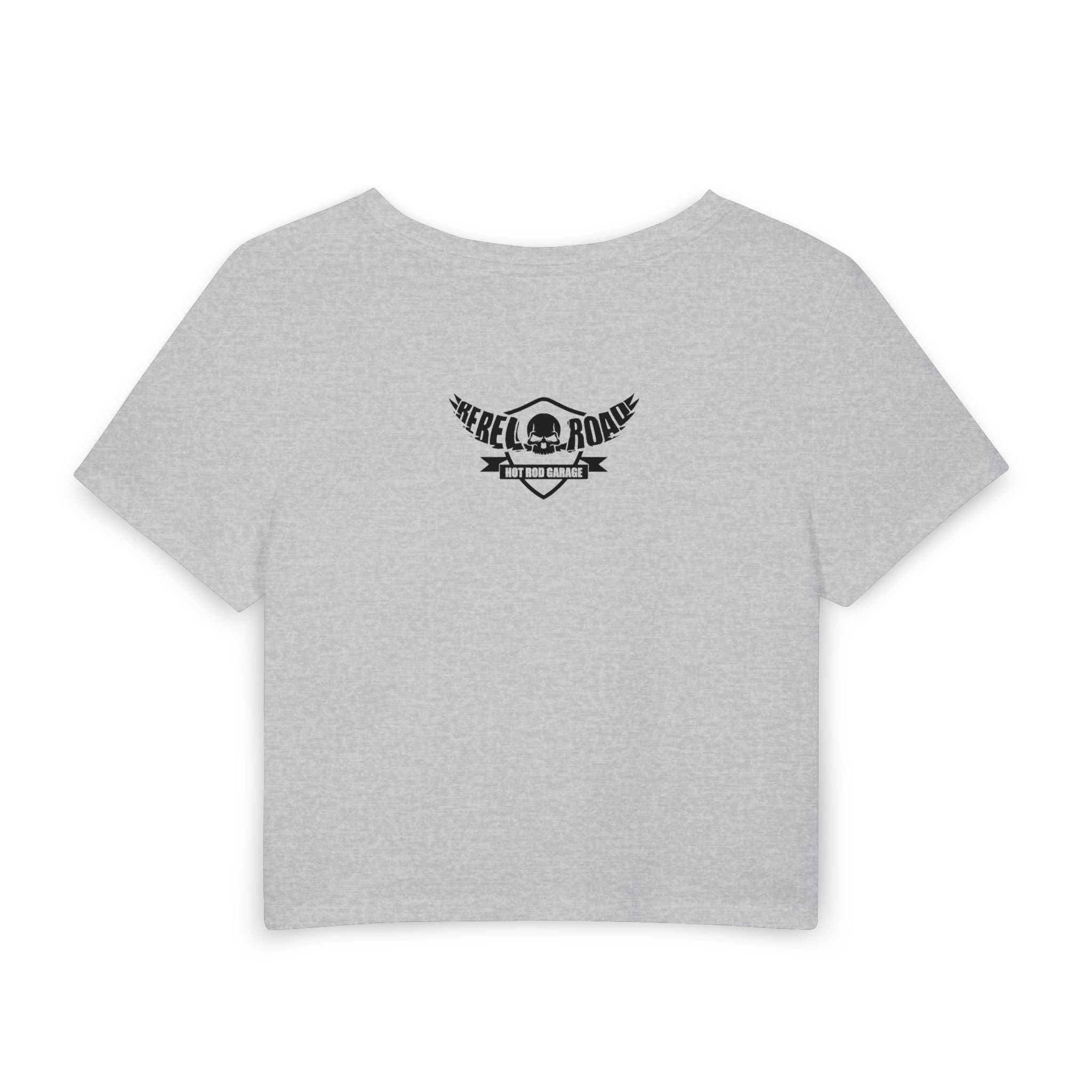 Rebel Road Women’s Baby Tee — Vintage Pinup Hot Rod Garage Graphic