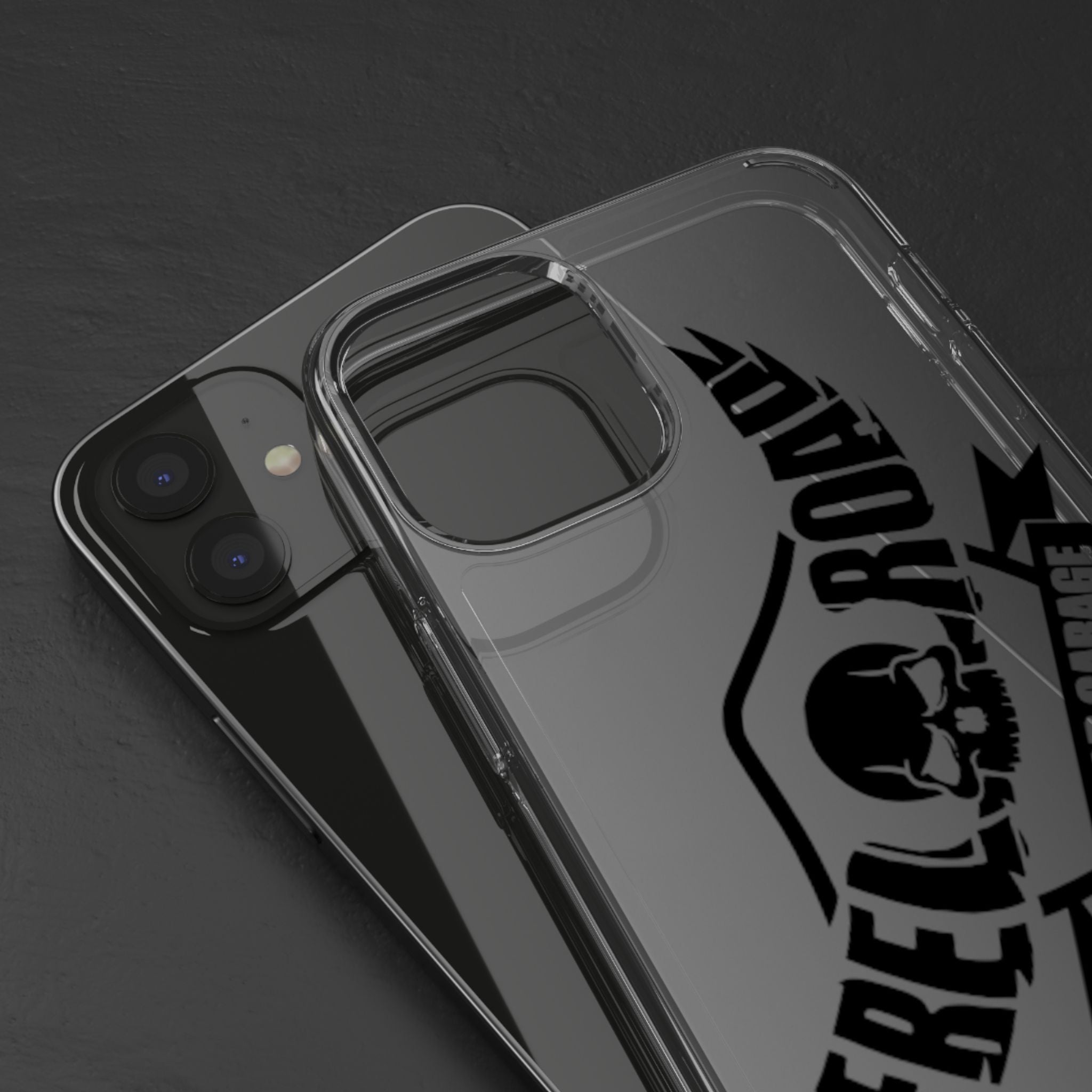 Clear Phone Case — Rebel Road Skull Design