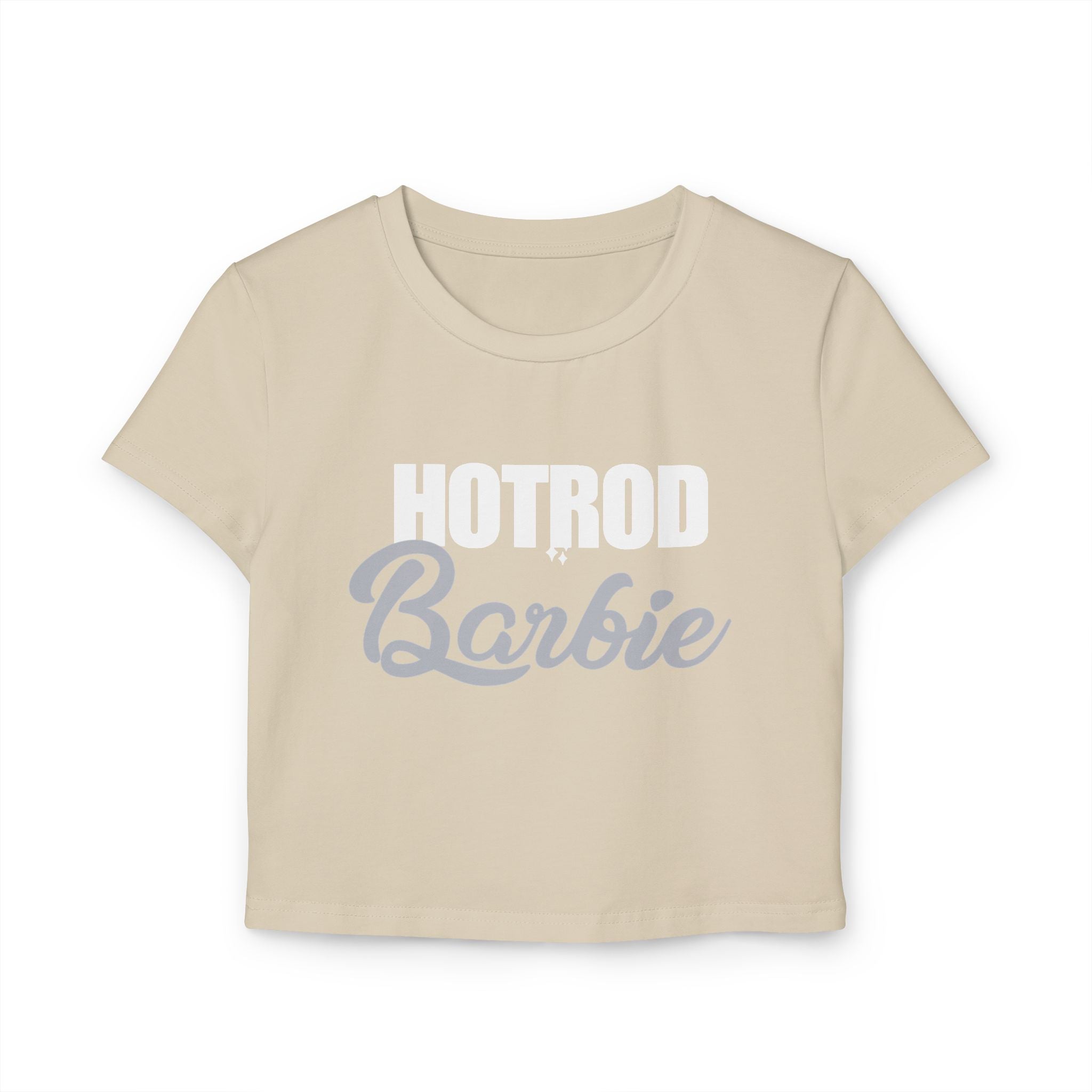 Hotrod Barbie Women's Baby Tee — Vintage Car Club Graphic Crop Top