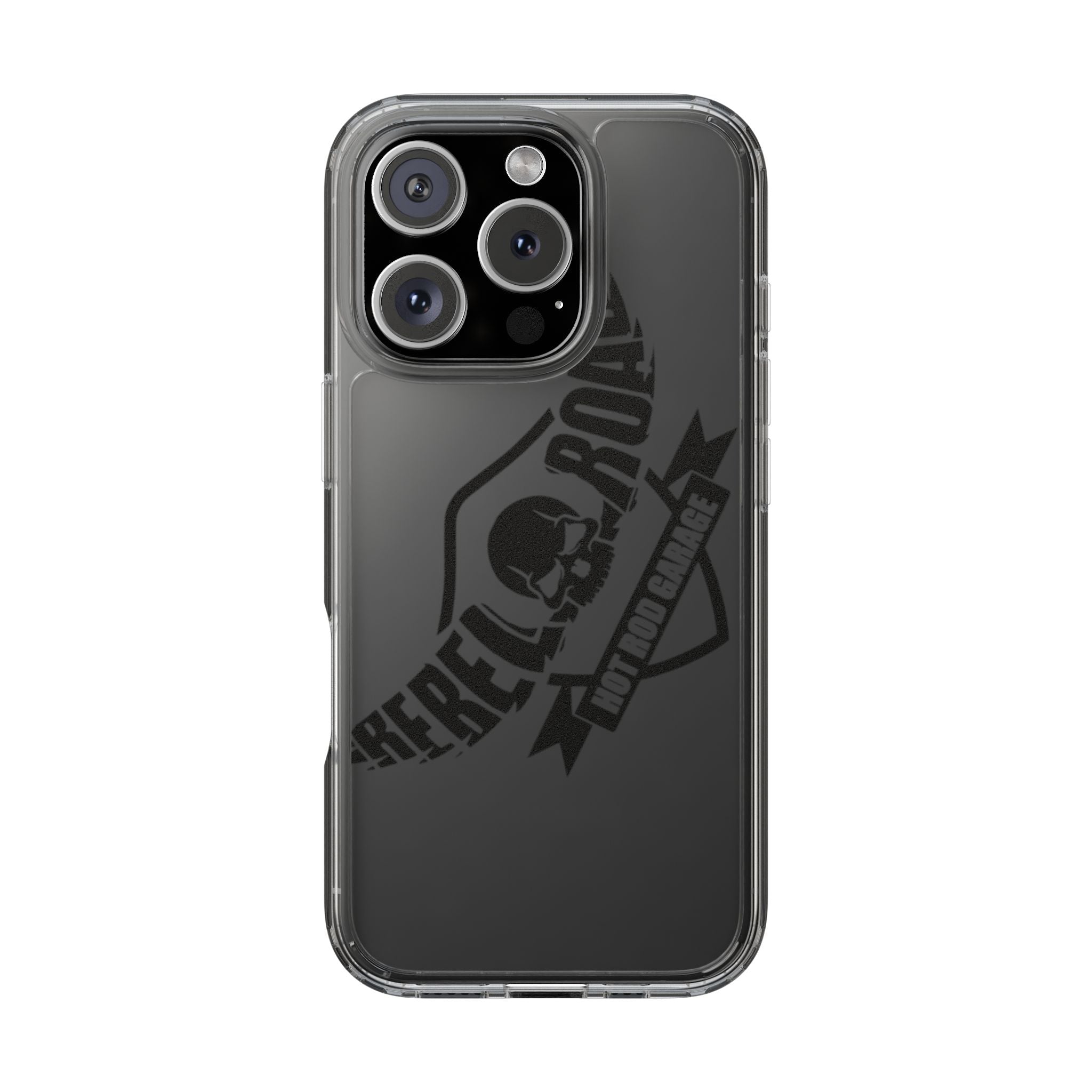 Clear Phone Case — Rebel Road Skull Design
