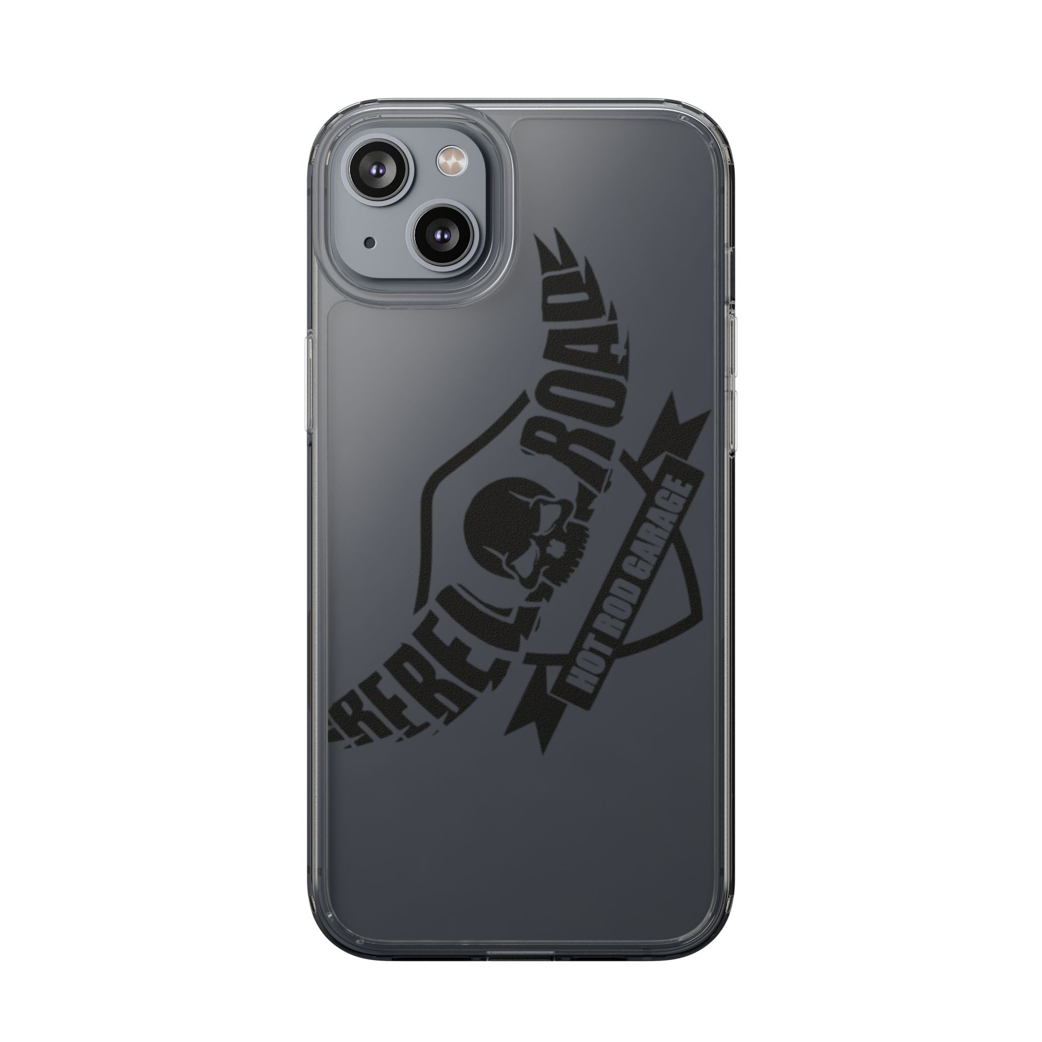 Clear Phone Case — Rebel Road Skull Design