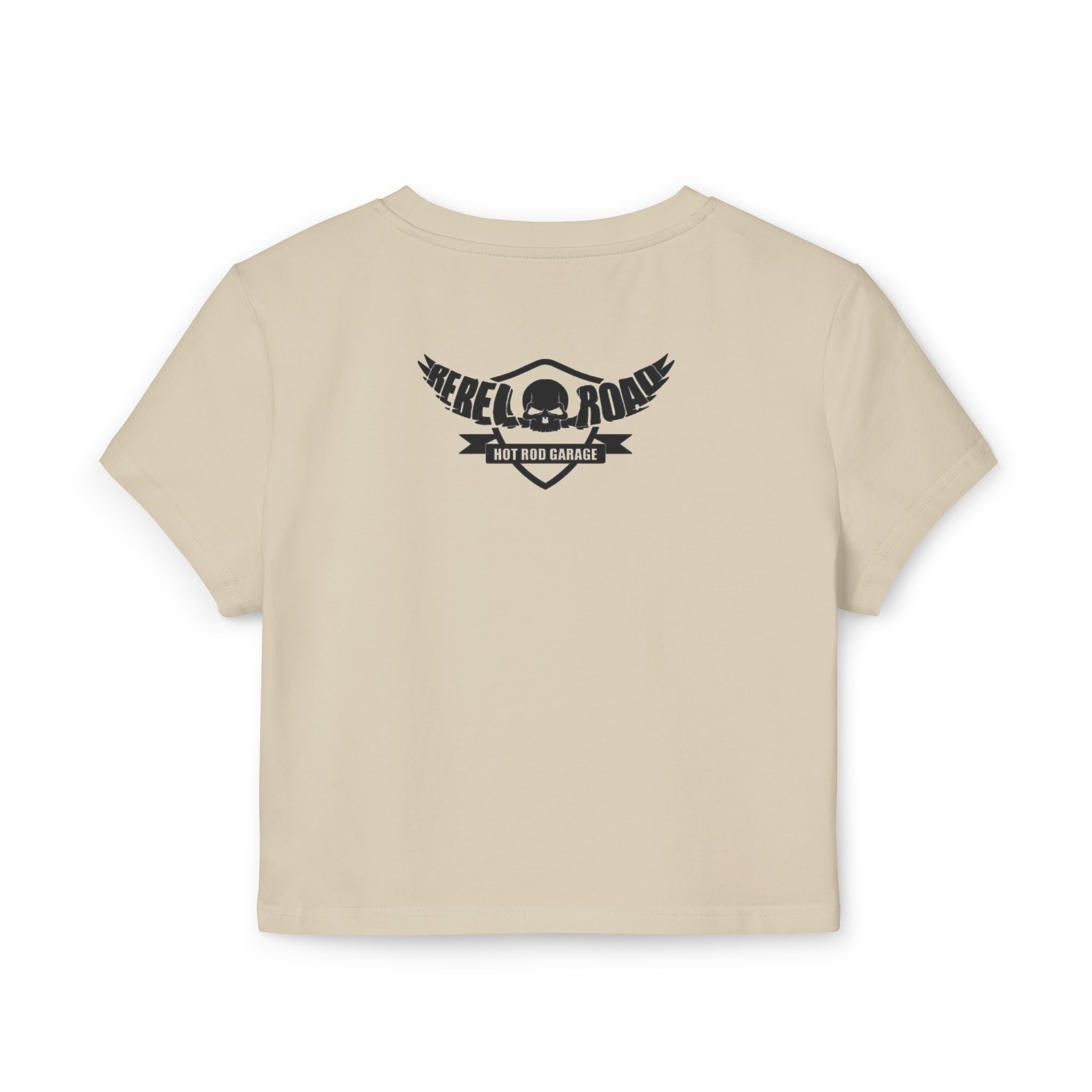 Women's Baby Tee — 'I Like 'Em Old' Flaming Skull Hotrod Garage Tee