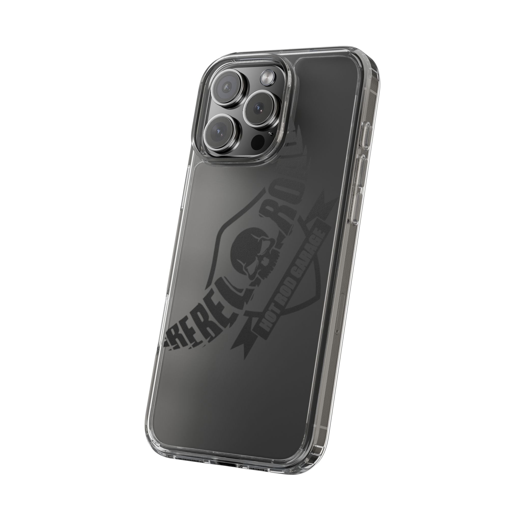 Clear Phone Case — Rebel Road Skull Design