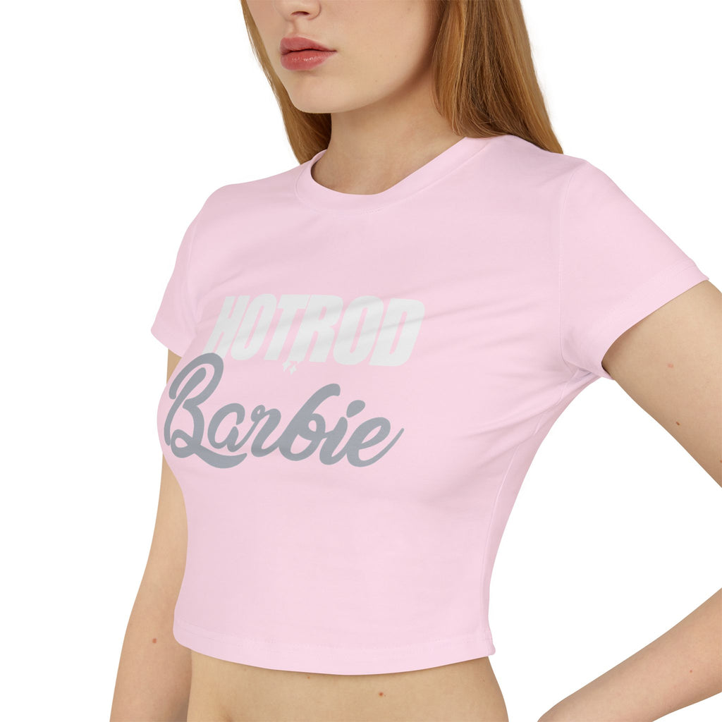 Hotrod Barbie Women's Baby Tee — Vintage Car Club Graphic Crop Top