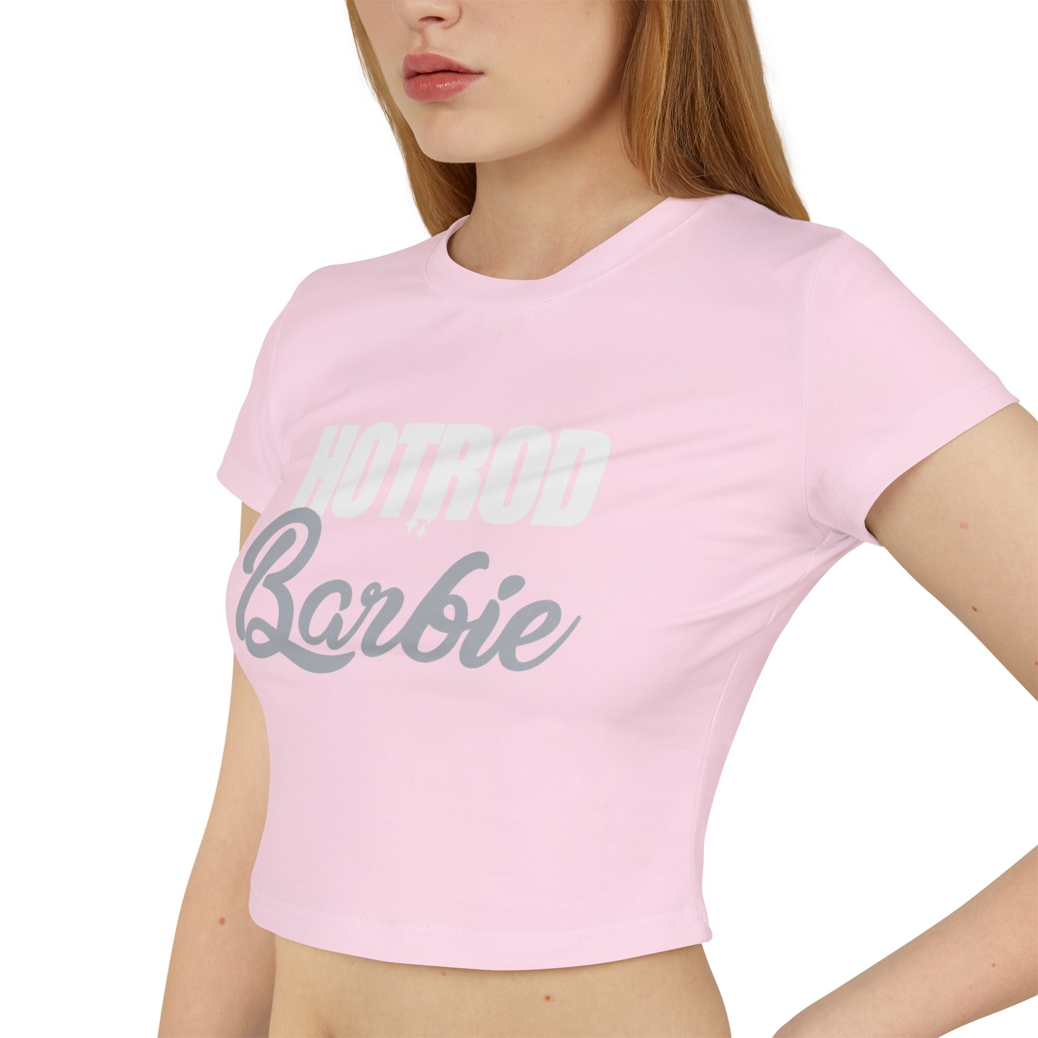 Hotrod Barbie Women's Baby Tee — Vintage Car Club Graphic Crop Top