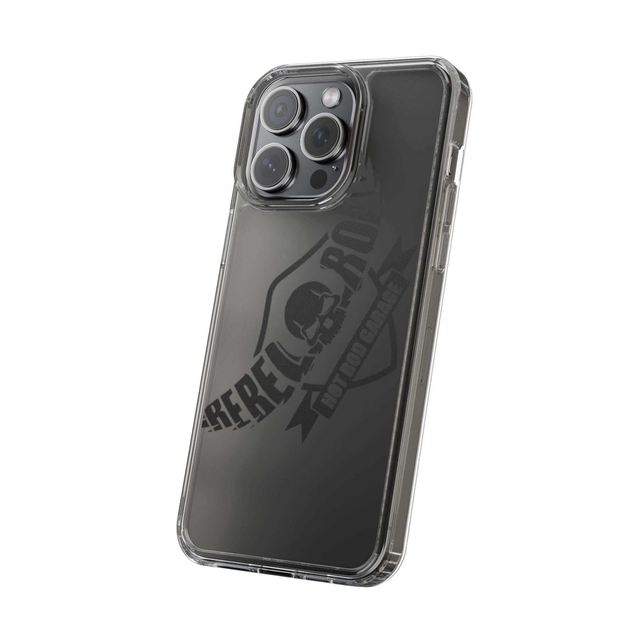 Clear Phone Case — Rebel Road Skull Design
