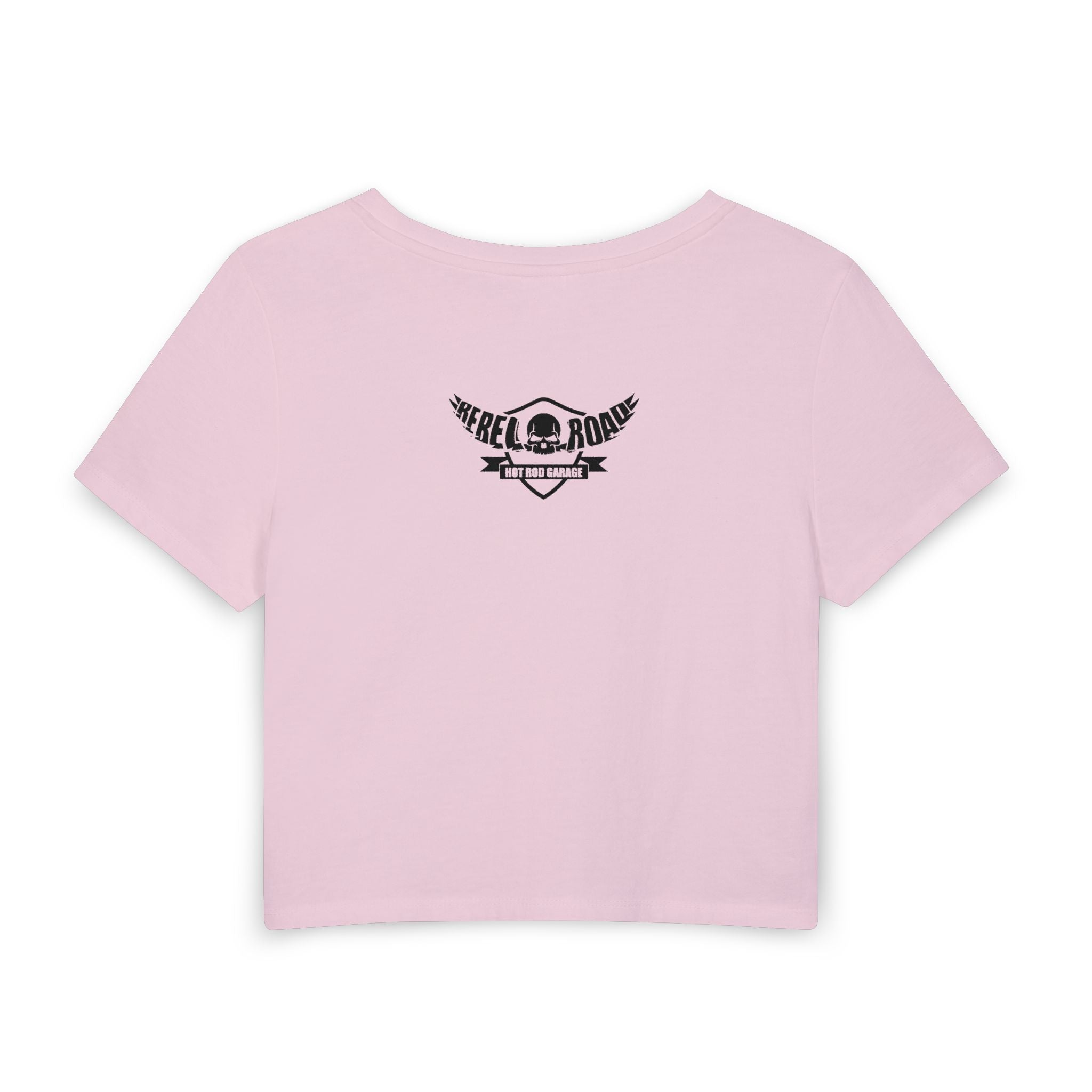 Rebel Road Women’s Baby Tee — Vintage Pinup Hot Rod Garage Graphic