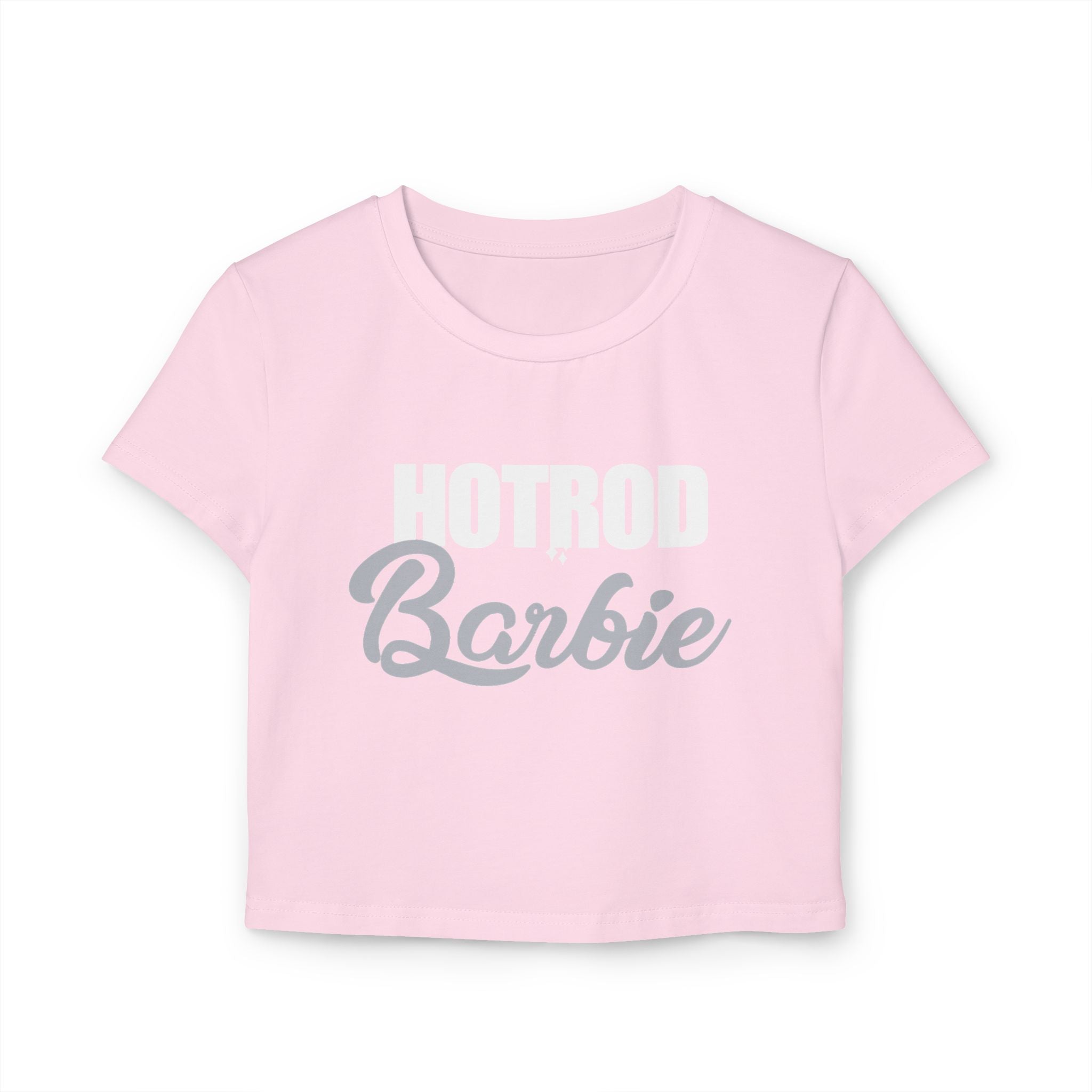 Hotrod Barbie Women's Baby Tee — Vintage Car Club Graphic Crop Top