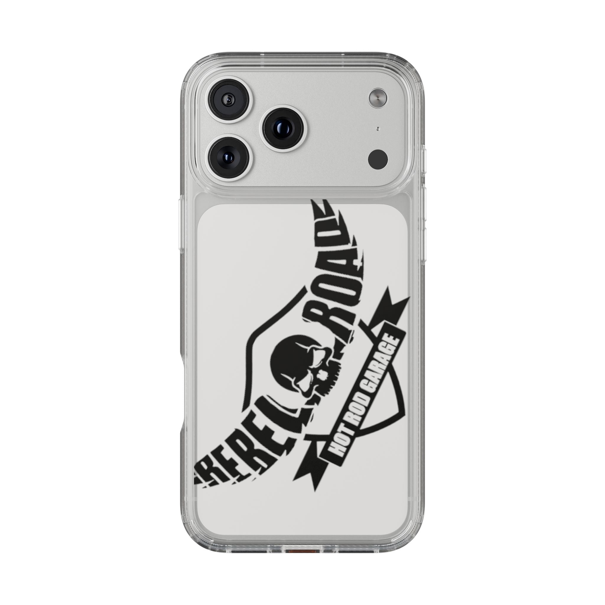 Clear Phone Case — Rebel Road Skull Design