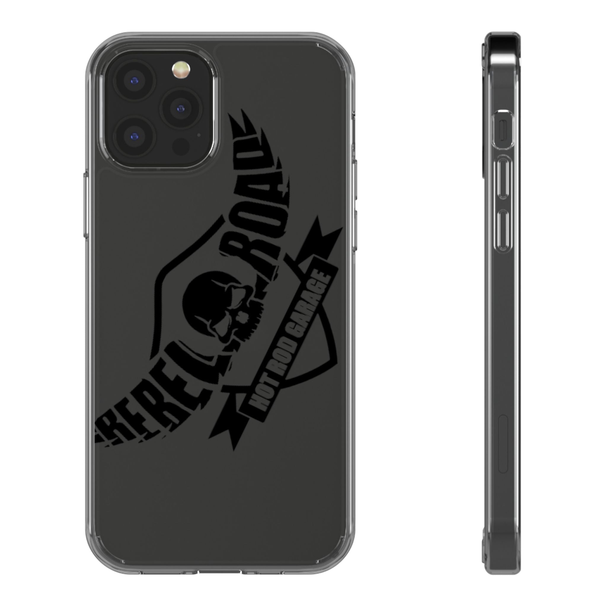 Clear Phone Case — Rebel Road Skull Design