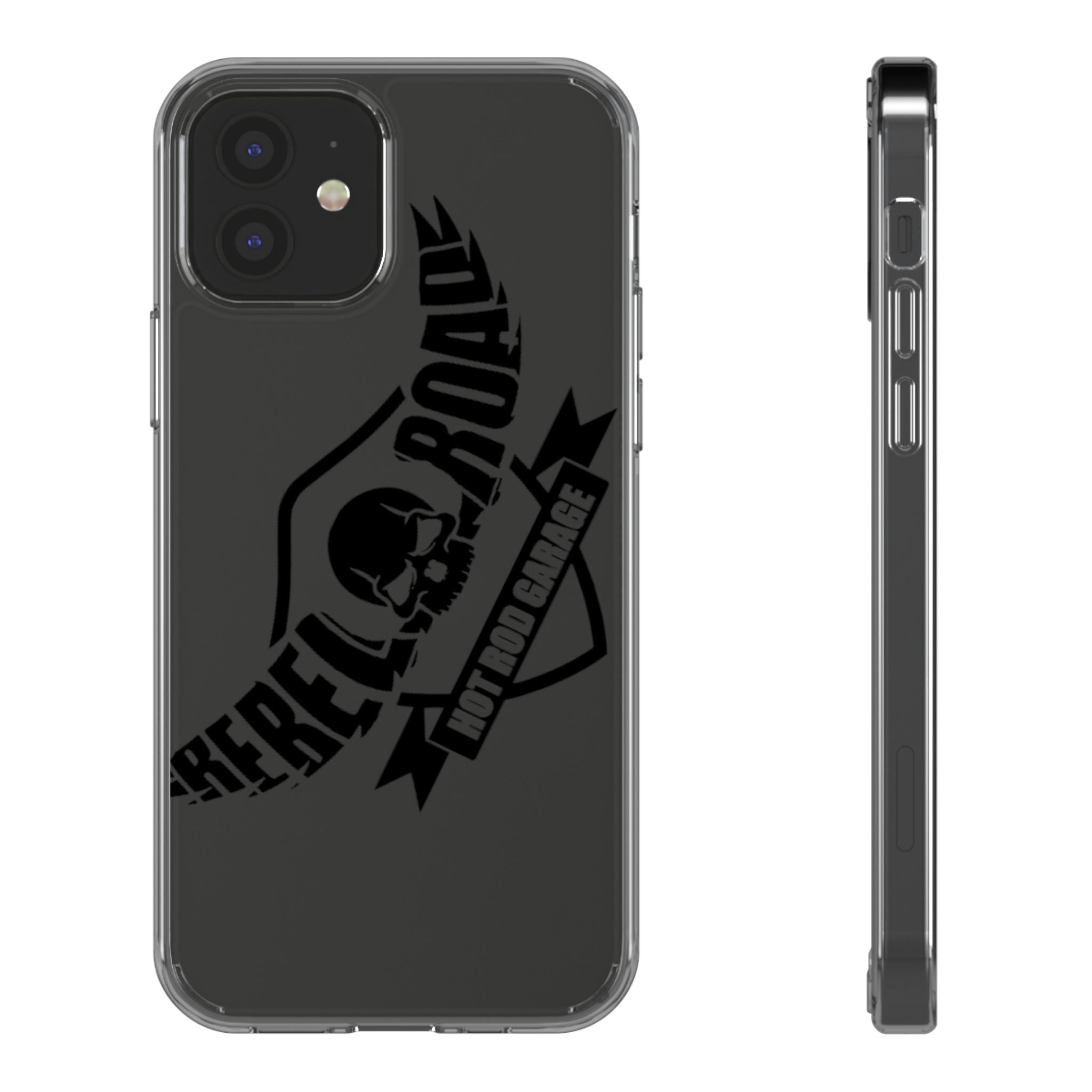 Clear Phone Case — Rebel Road Skull Design