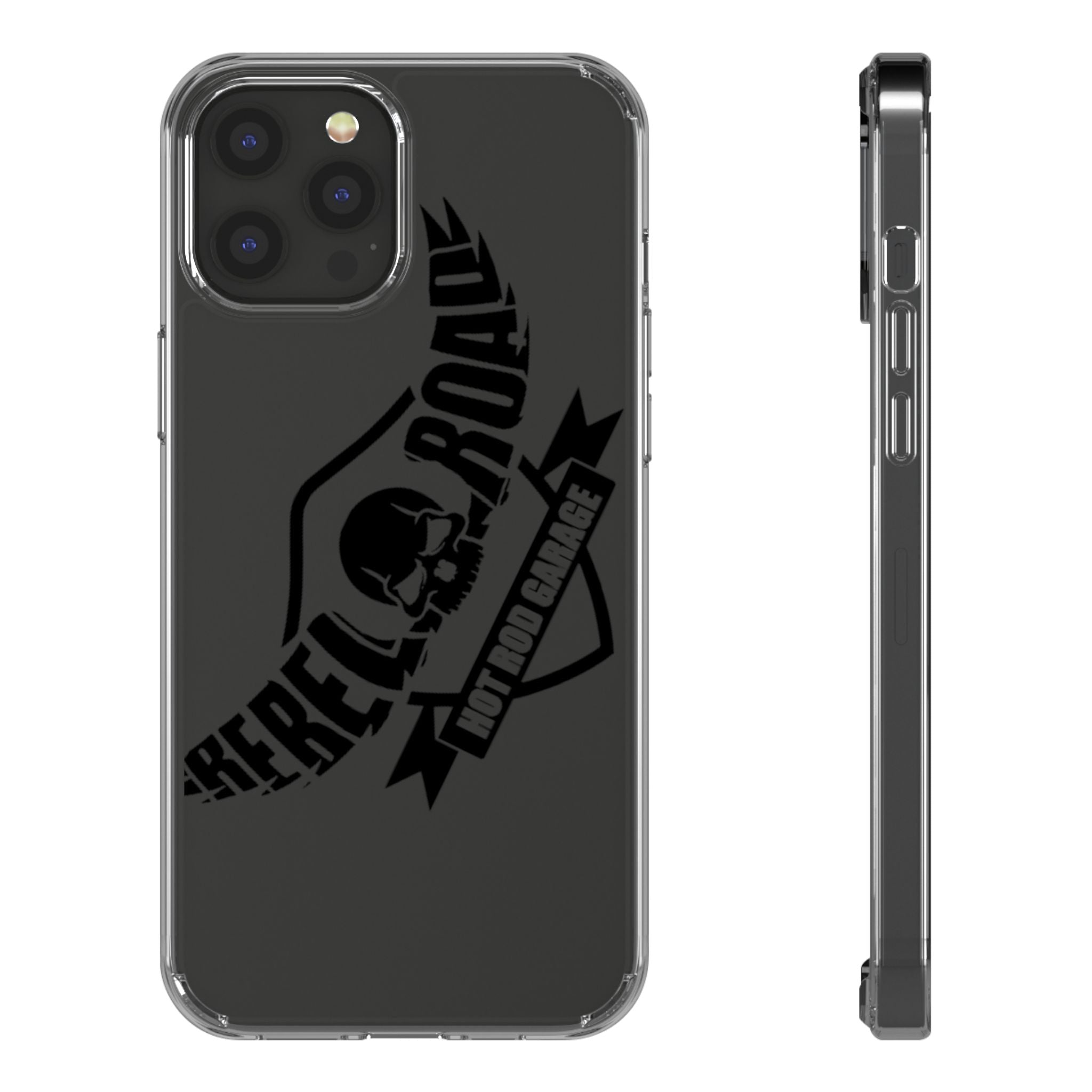 Clear Phone Case — Rebel Road Skull Design