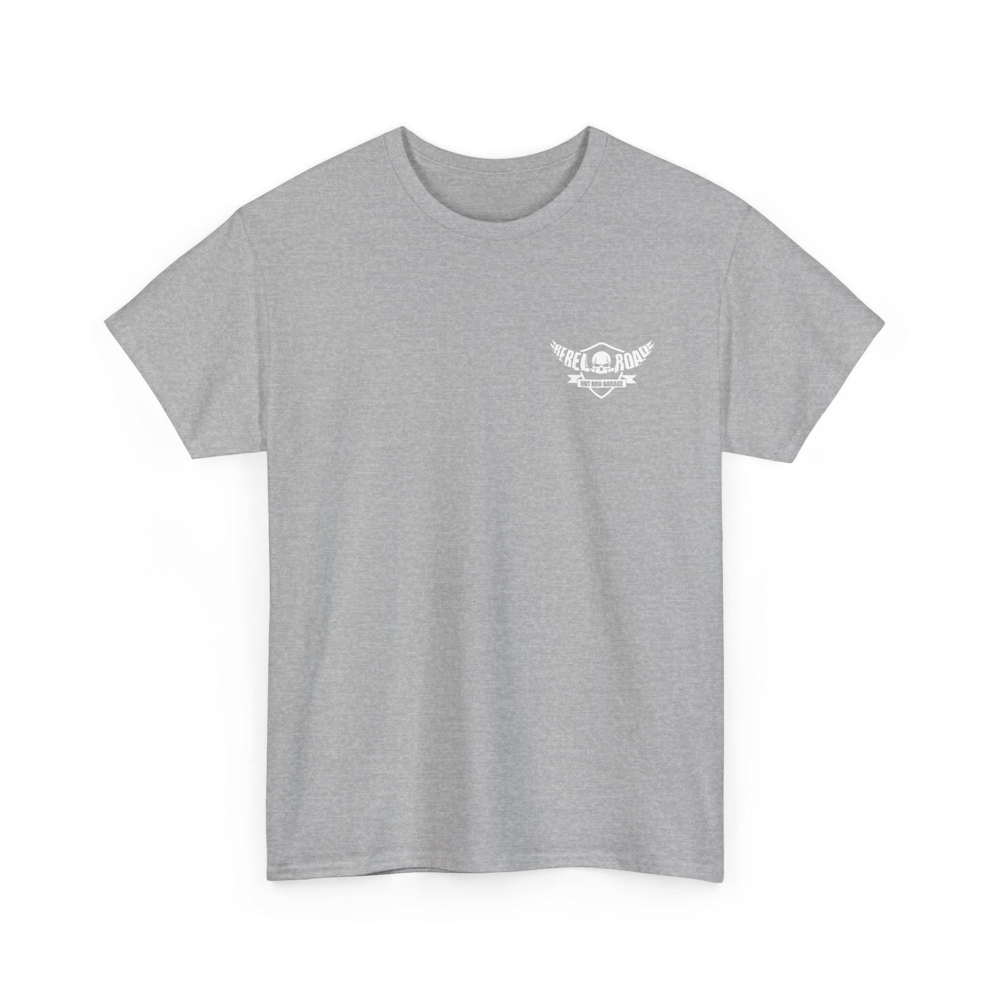 Rebel Road Hot Rod Garage T-Shirt — "Where Every Rev Counts" Classic Car Tee