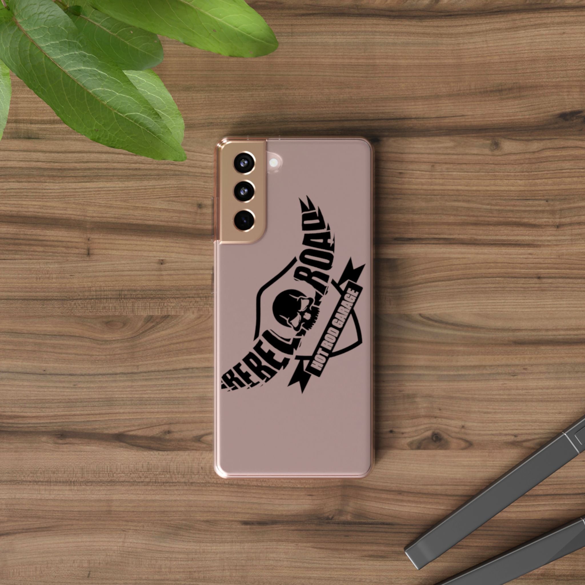Clear Phone Case — Rebel Road Skull Design