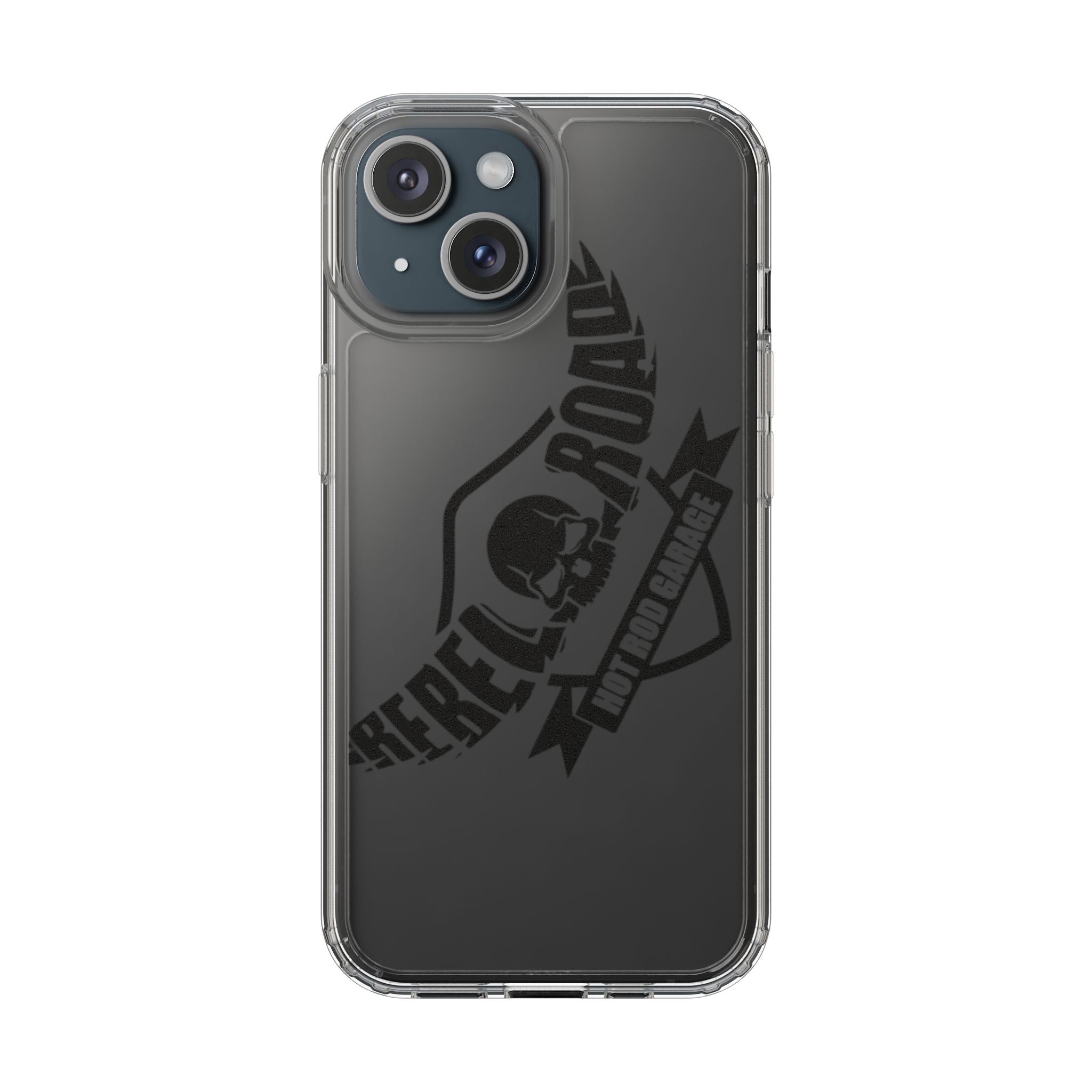 Clear Phone Case — Rebel Road Skull Design