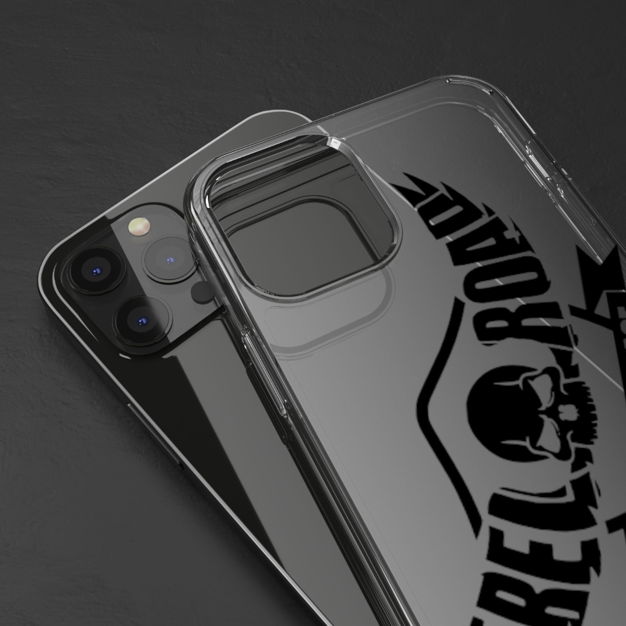 Clear Phone Case — Rebel Road Skull Design