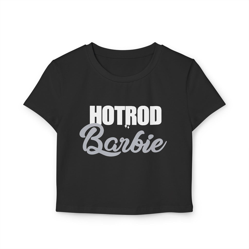 Hotrod Barbie Women's Baby Tee — Vintage Car Club Graphic Crop Top