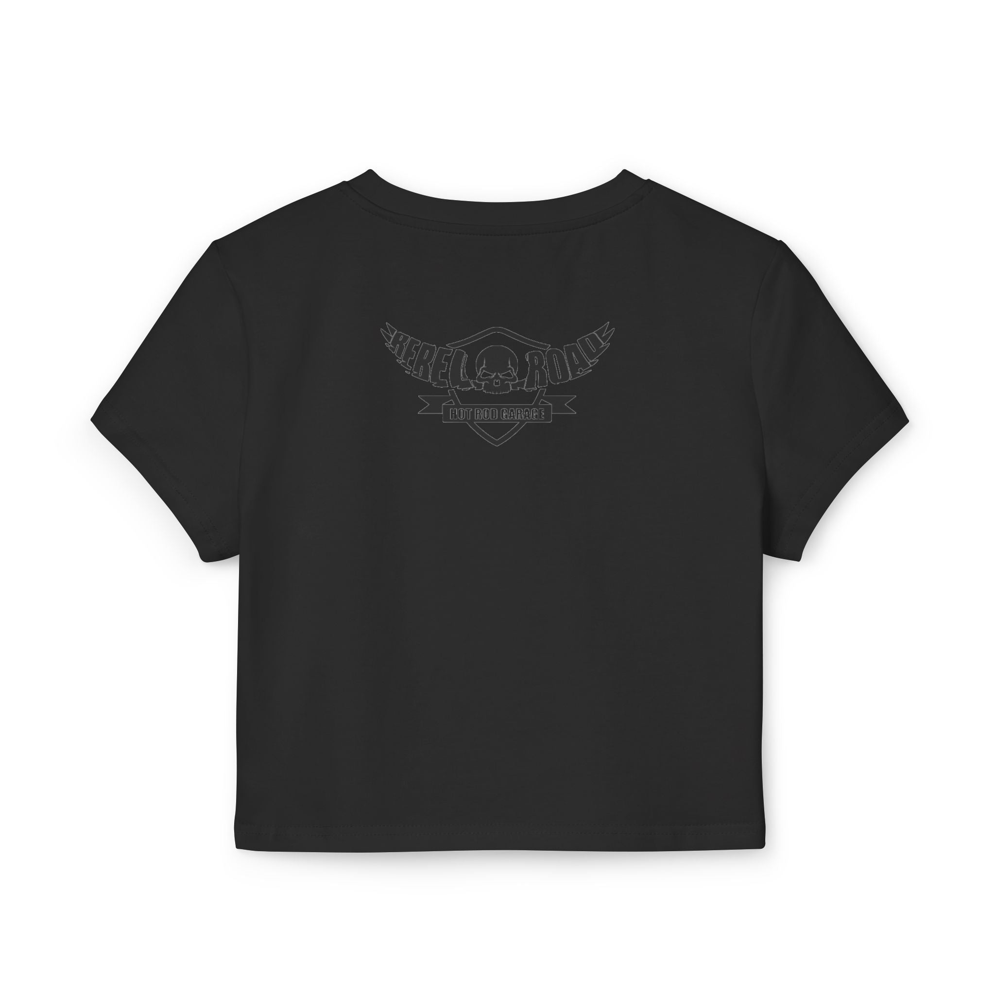 Women's Baby Tee — 'I Like 'Em Old' Flaming Skull Hotrod Garage Tee