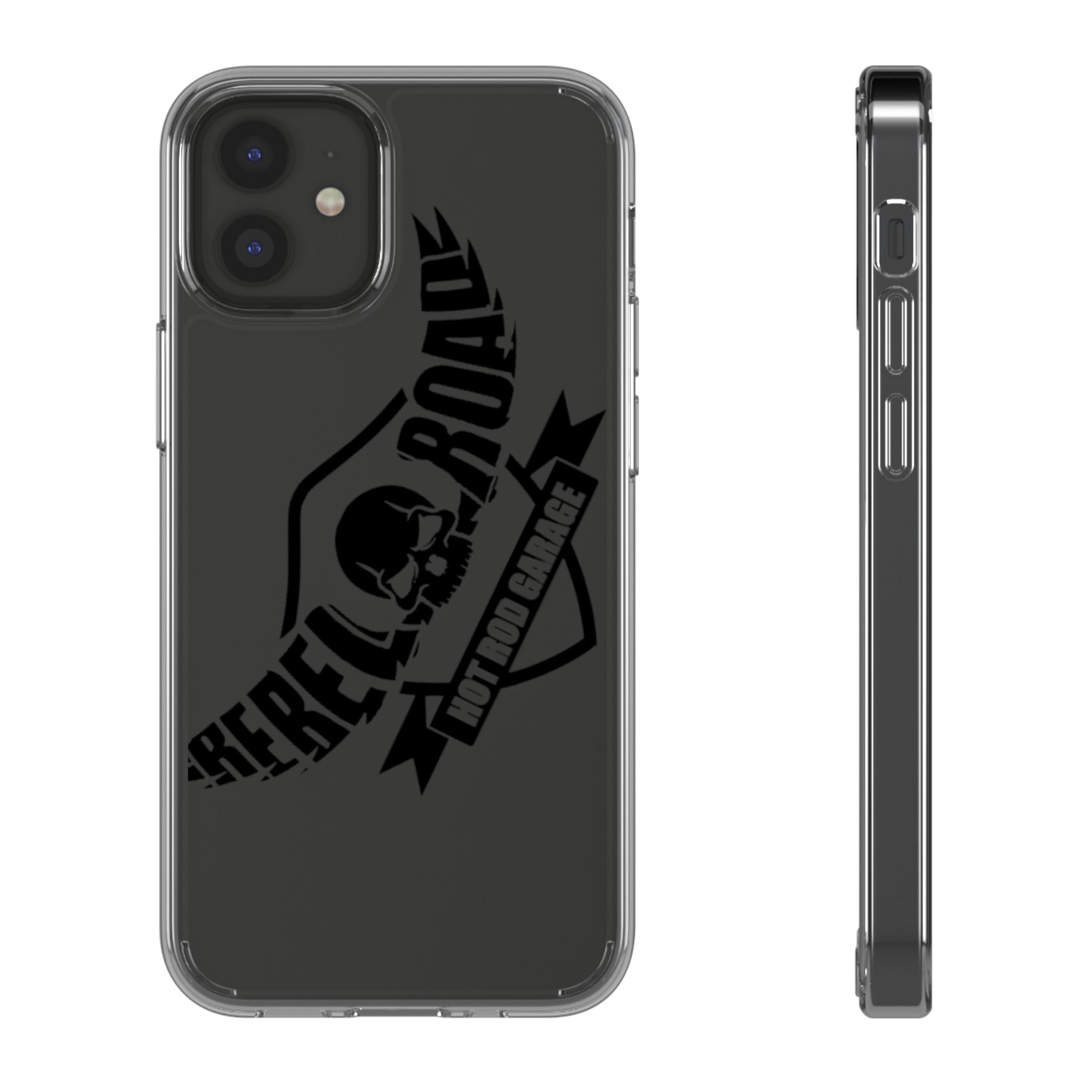 Clear Phone Case — Rebel Road Skull Design
