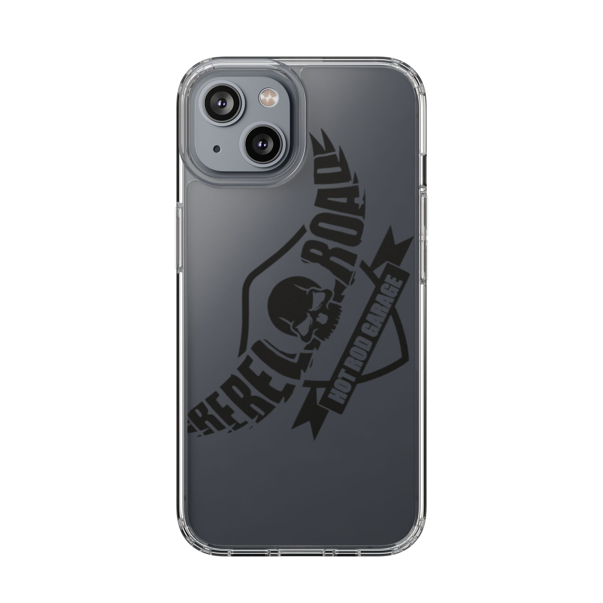 Clear Phone Case — Rebel Road Skull Design