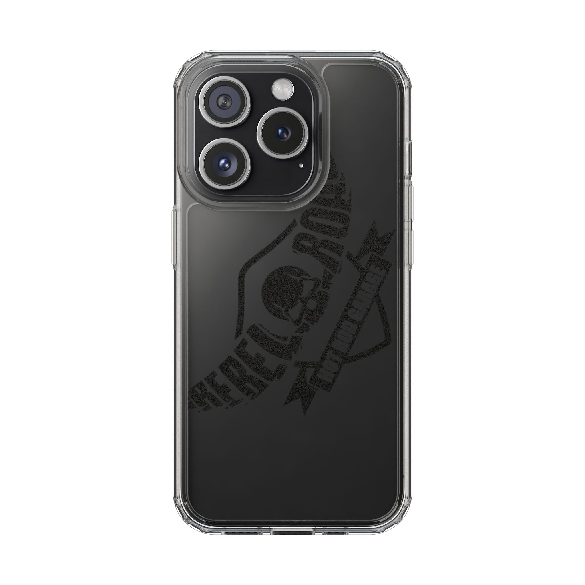 Clear Phone Case — Rebel Road Skull Design