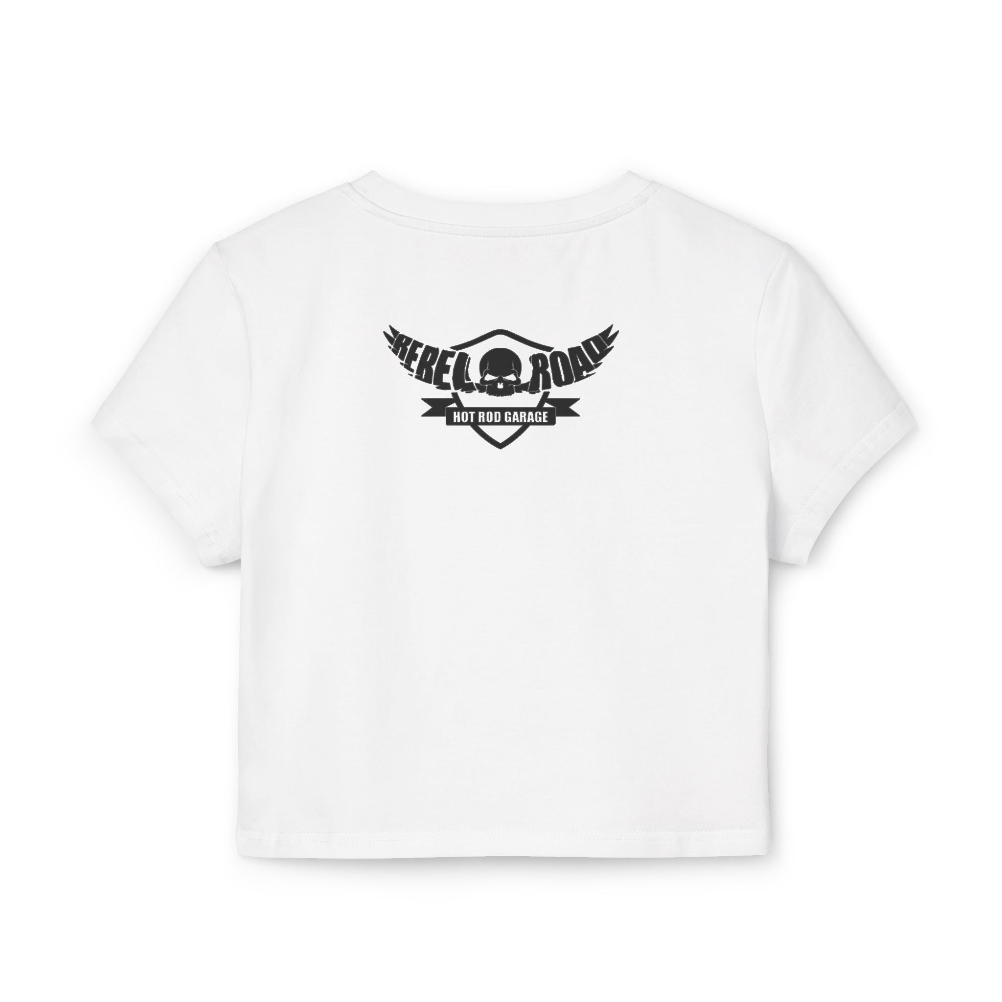 Women's Baby Tee — 'I Like 'Em Old' Flaming Skull Hotrod Garage Tee