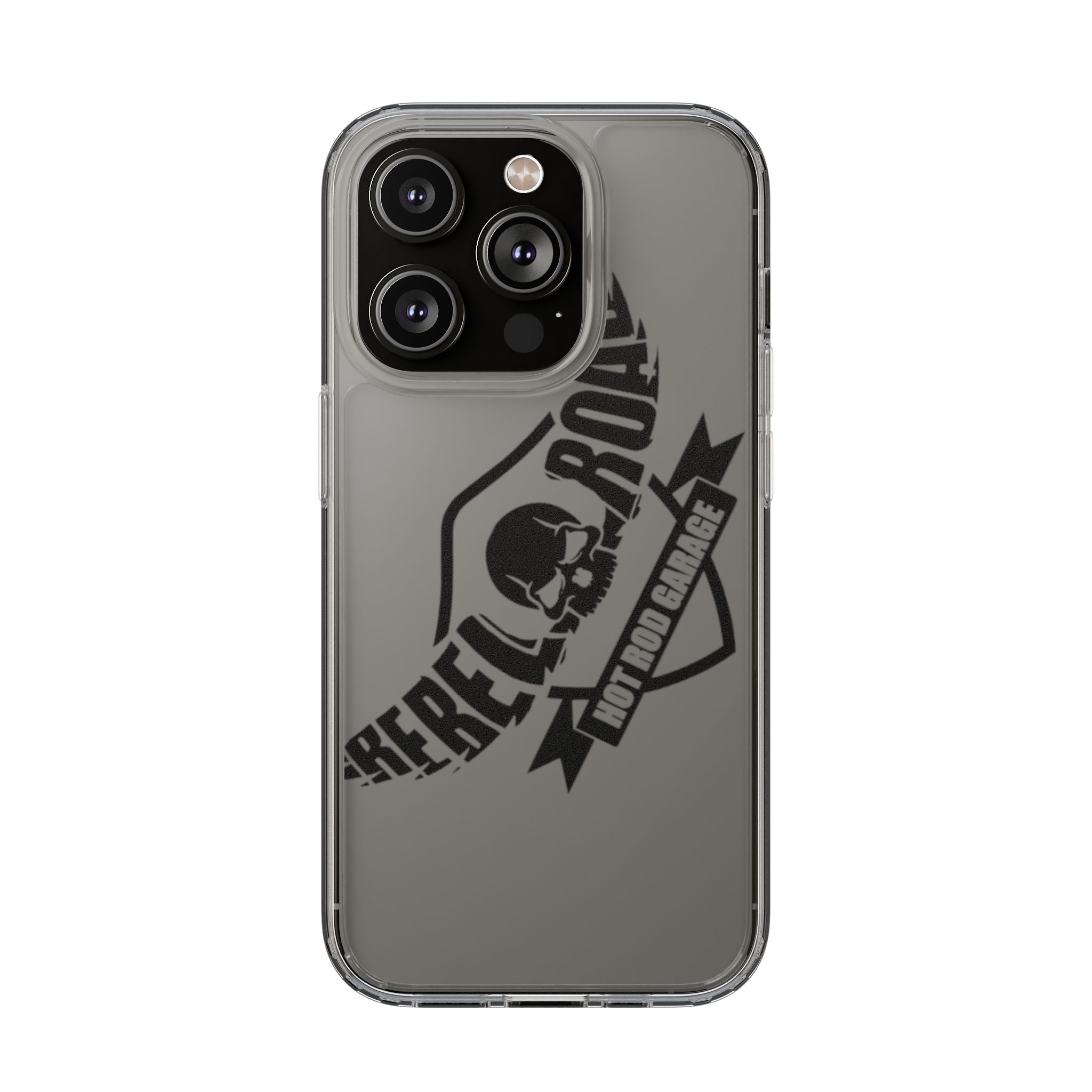 Clear Phone Case — Rebel Road Skull Design
