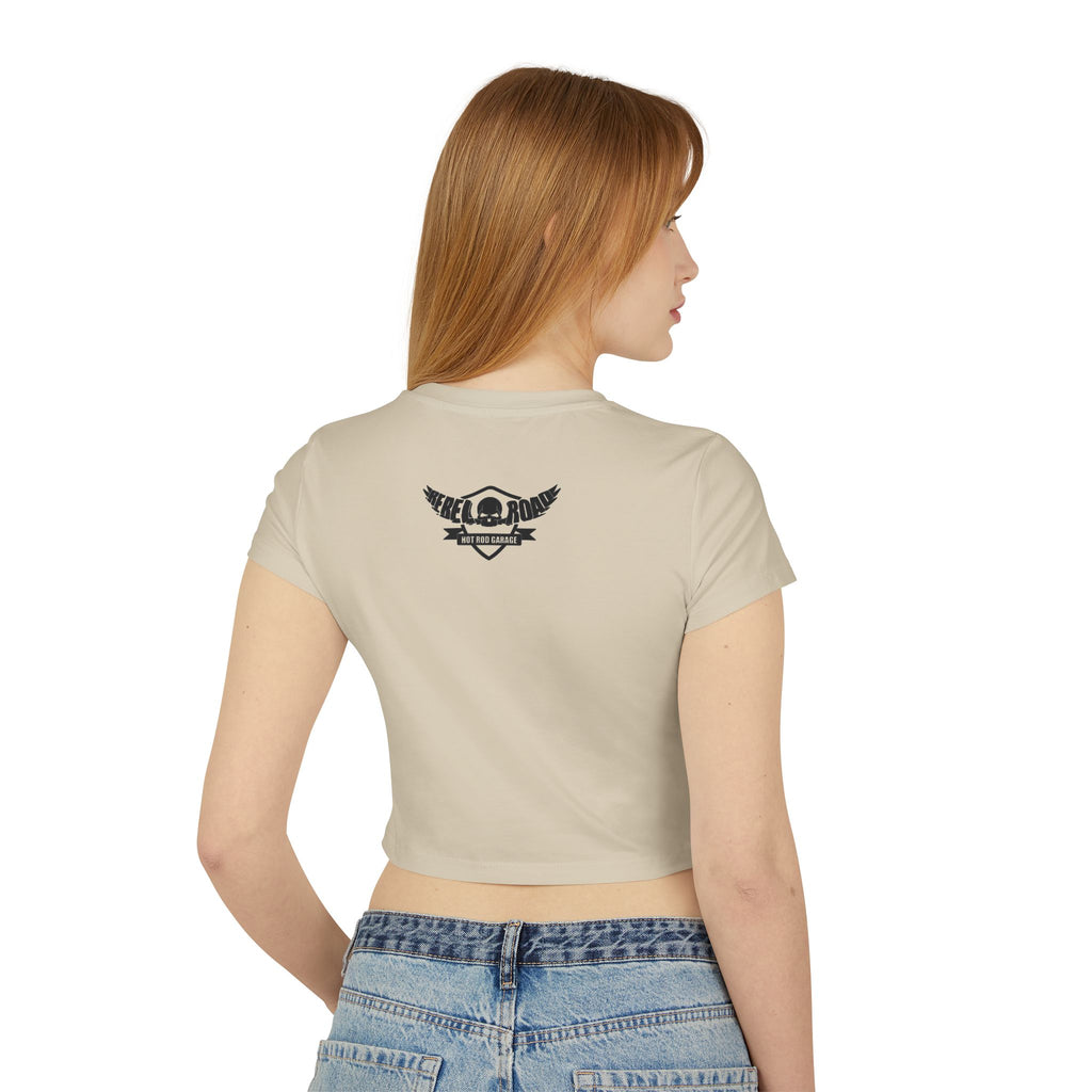 Hotrod Barbie Women's Baby Tee — Vintage Car Club Graphic Crop Top