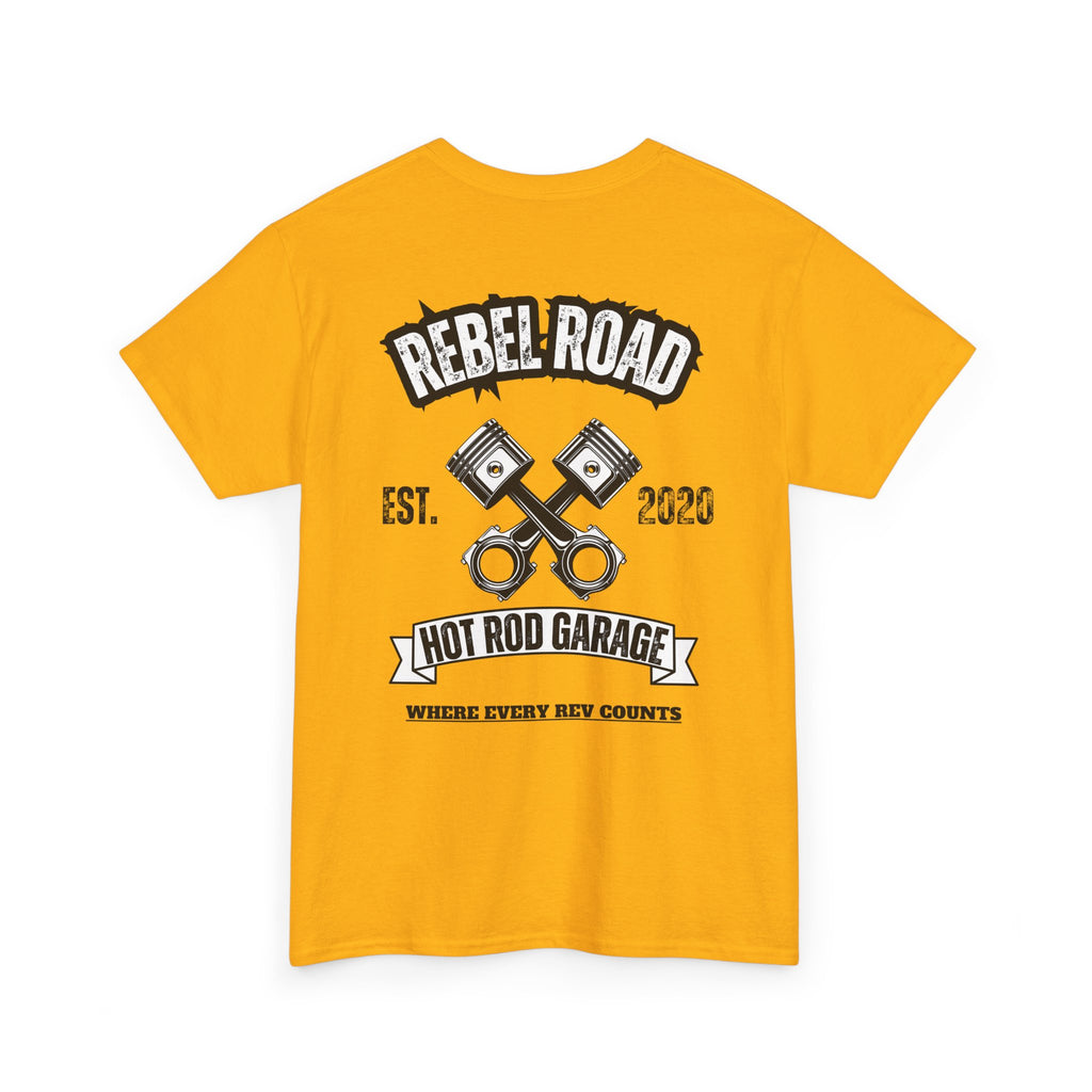 Hot Rod Garage T‑Shirt — Rebel Road Pistons Tee (Est. 2020)