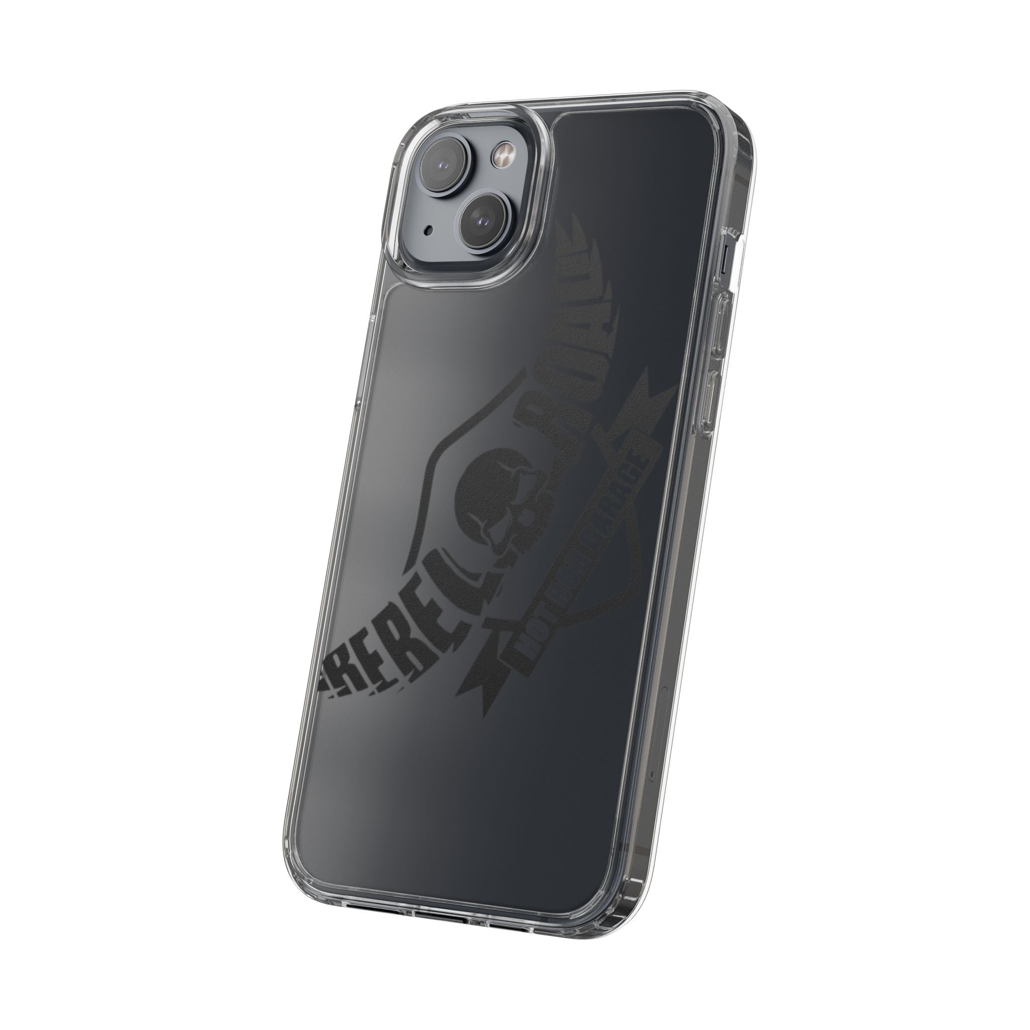 Clear Phone Case — Rebel Road Skull Design