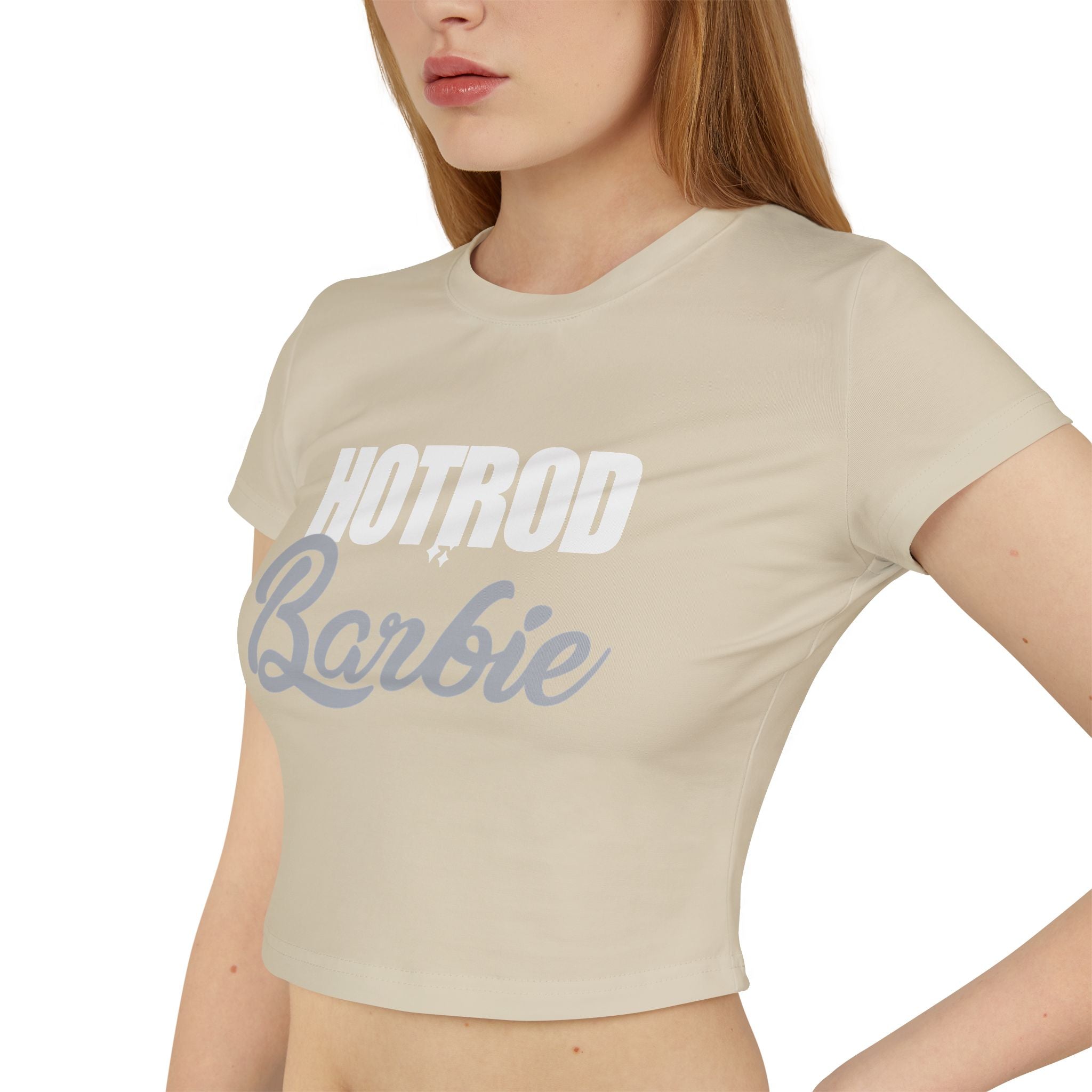 Hotrod Barbie Women's Baby Tee — Vintage Car Club Graphic Crop Top