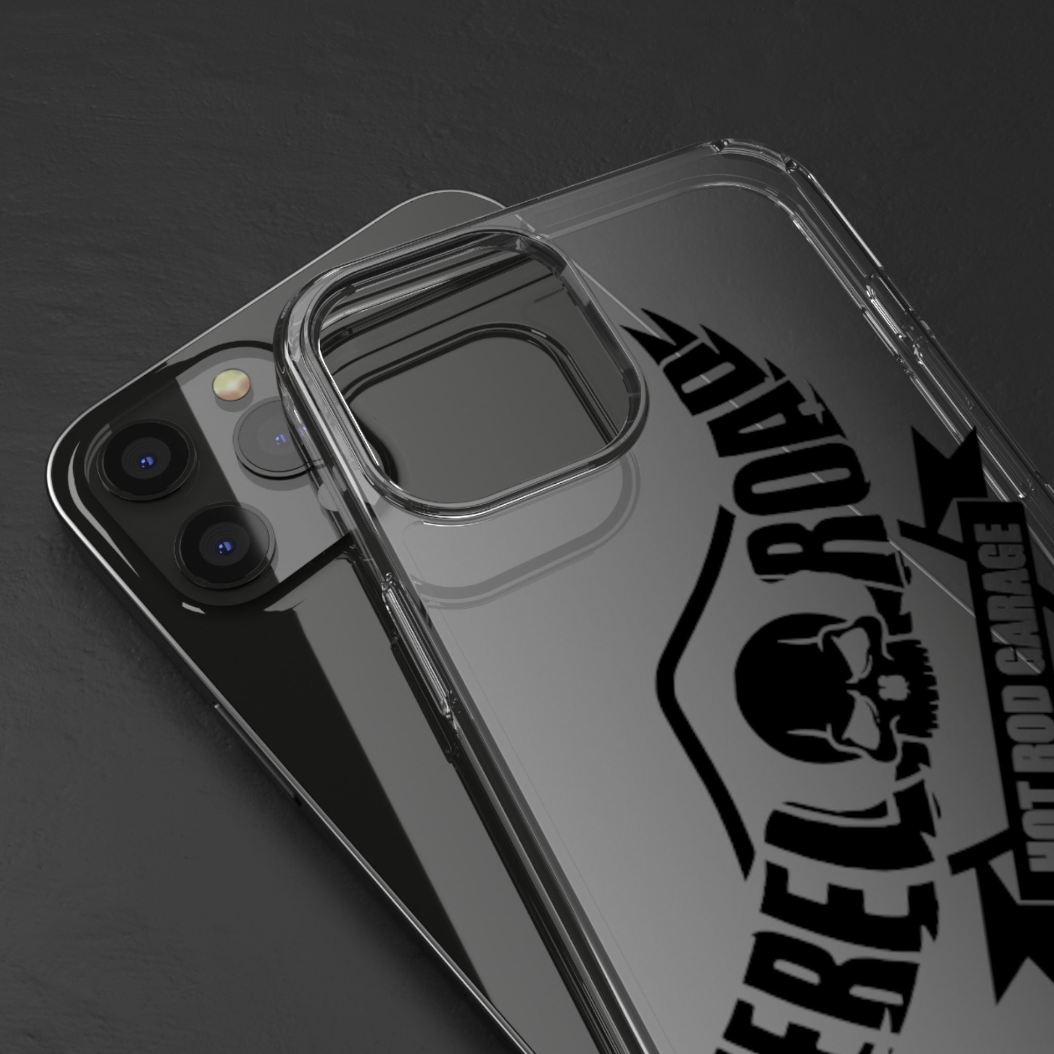 Clear Phone Case — Rebel Road Skull Design