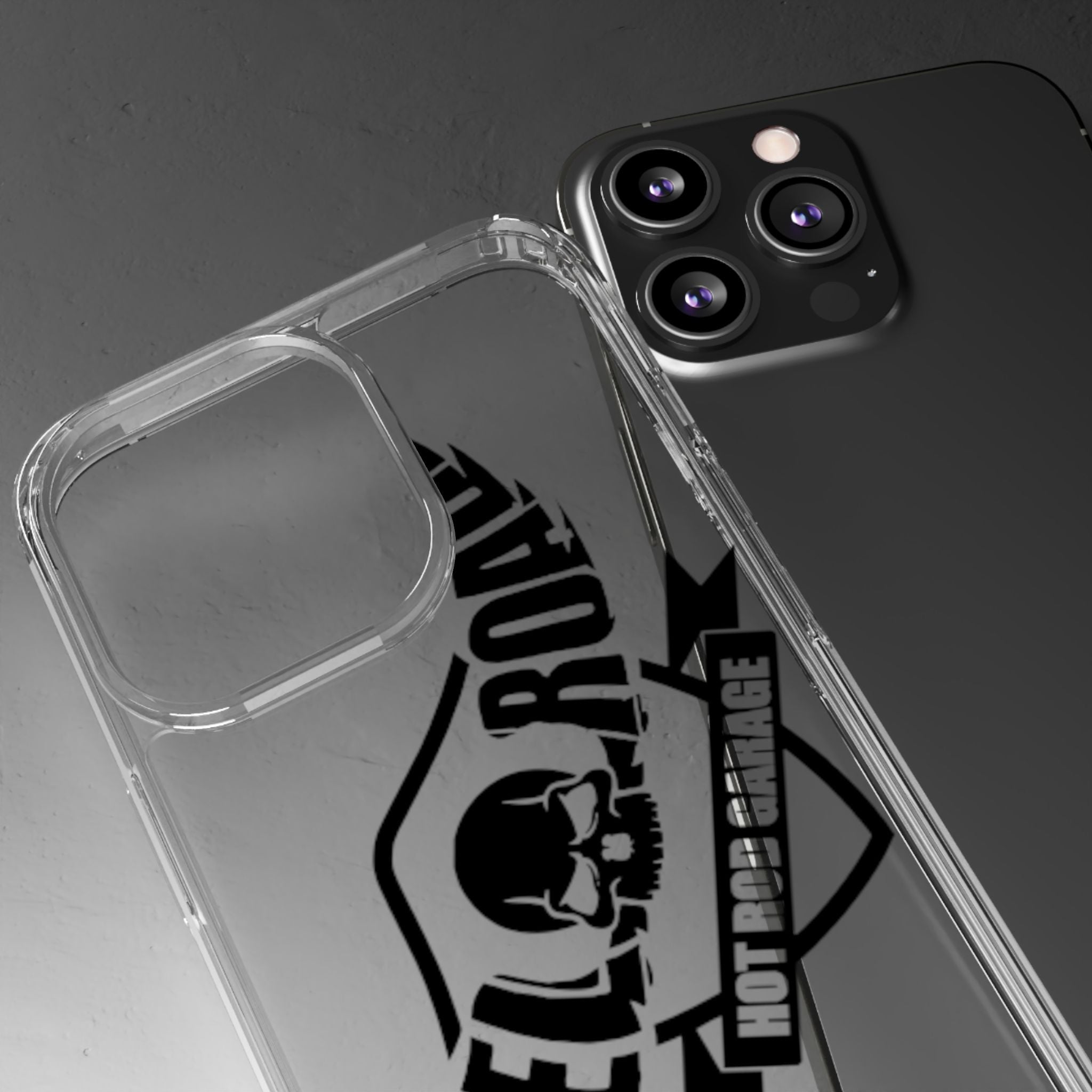 Clear Phone Case — Rebel Road Skull Design