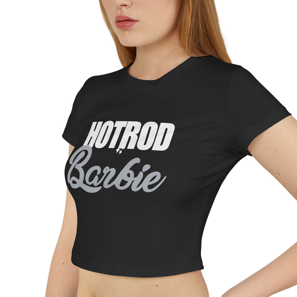 Hotrod Barbie Women's Baby Tee — Vintage Car Club Graphic Crop Top