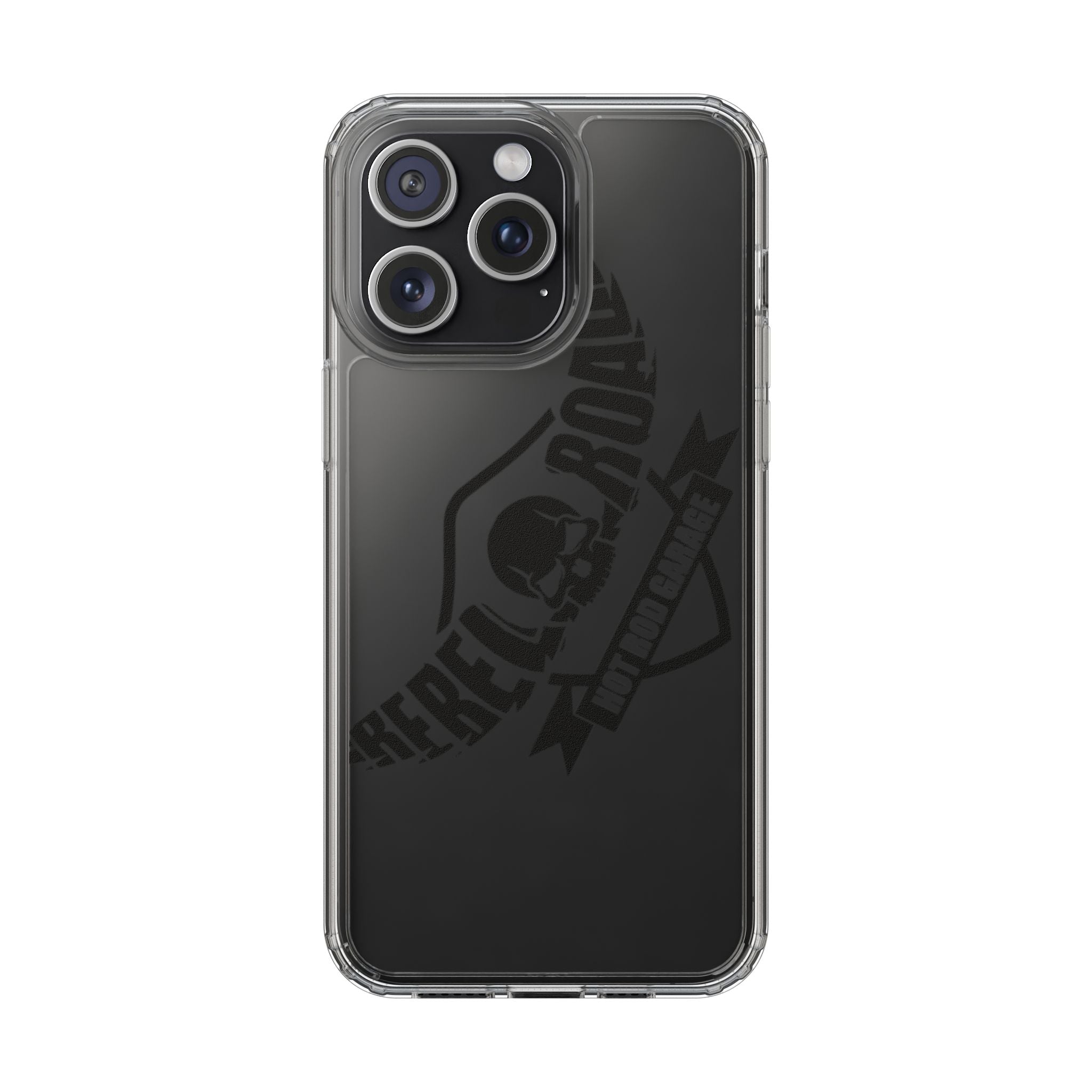 Clear Phone Case — Rebel Road Skull Design