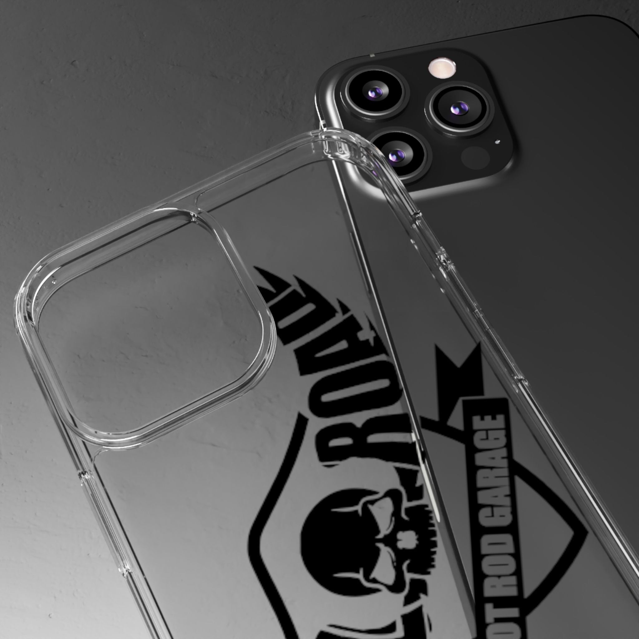 Clear Phone Case — Rebel Road Skull Design