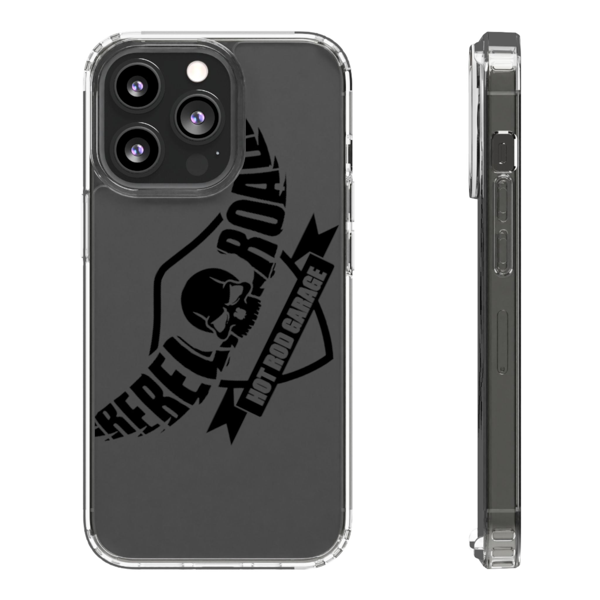 Clear Phone Case — Rebel Road Skull Design