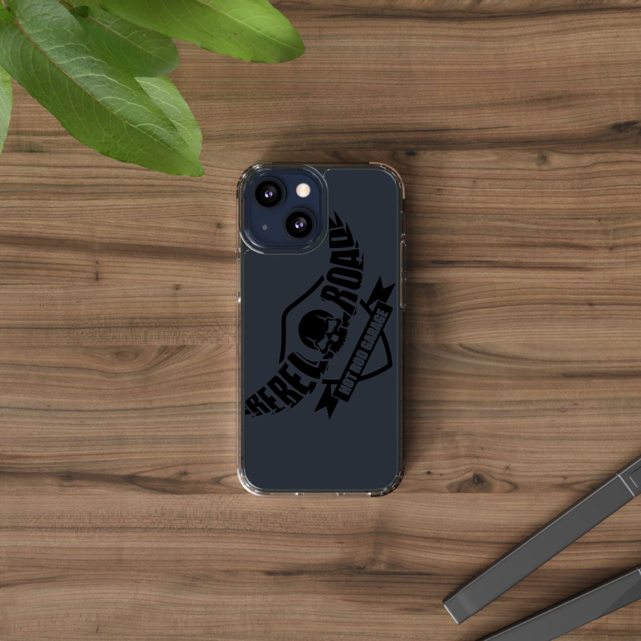 Clear Phone Case — Rebel Road Skull Design