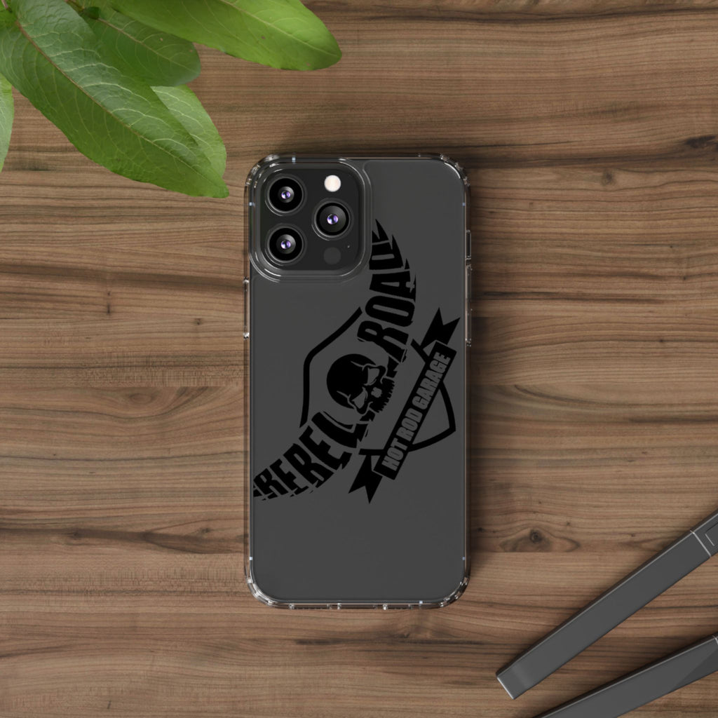 Clear Phone Case — Rebel Road Skull Design