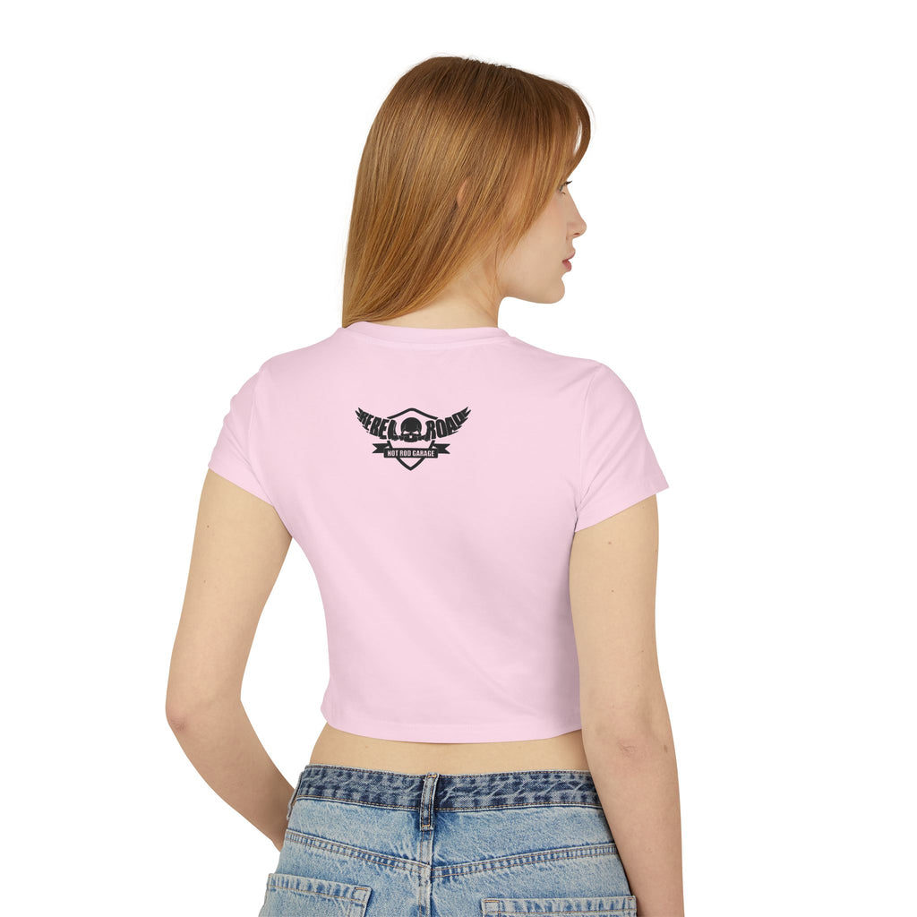 Hotrod Barbie Women's Baby Tee — Vintage Car Club Graphic Crop Top